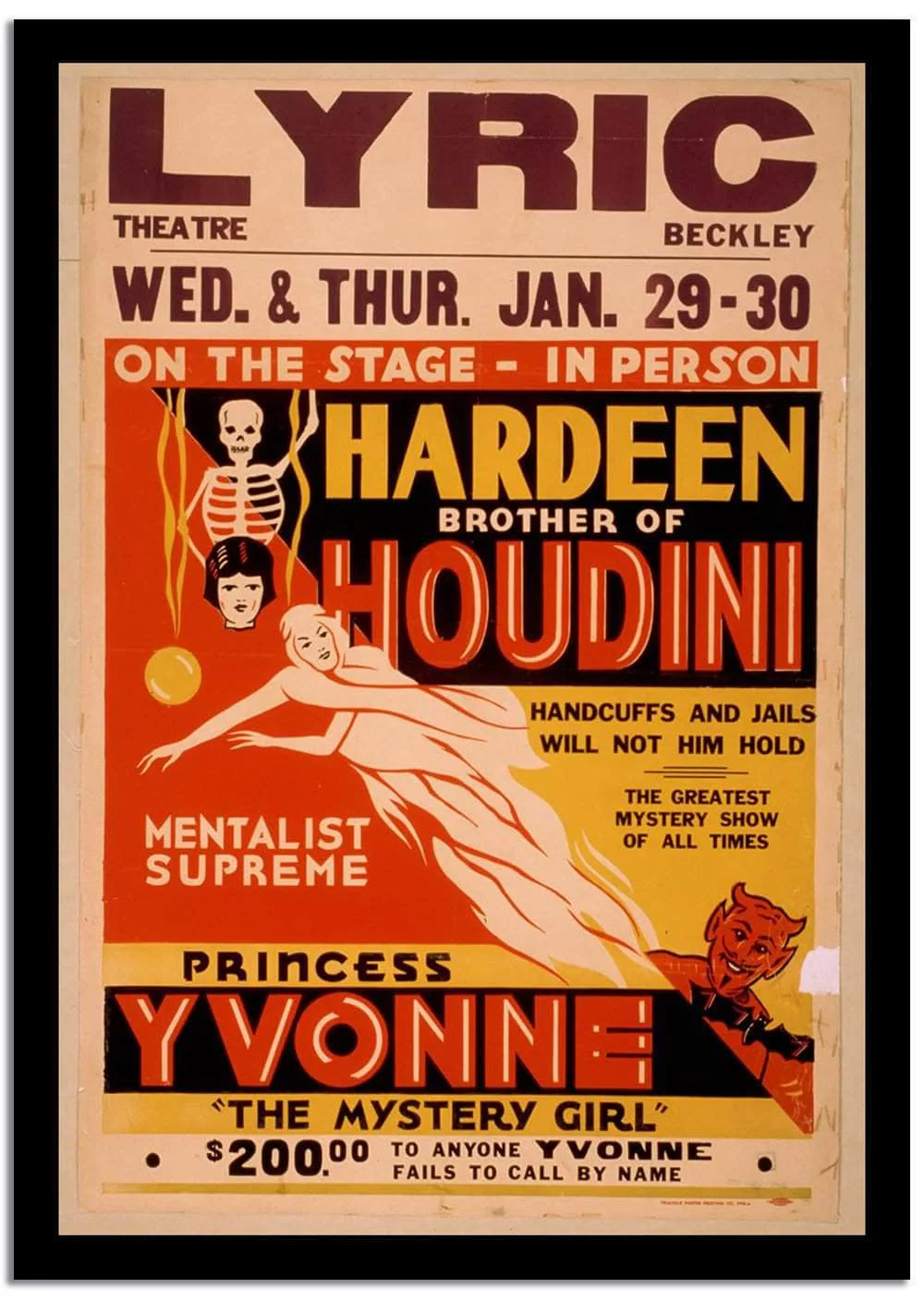Hardeen Brother Of Houdini Vintage Poster - Image 2