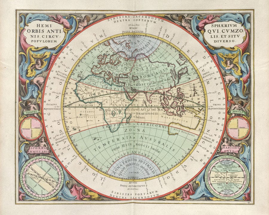 Harmonia Macrocosmica Plate 13 Hemisphere Of The Old World 1660 By Andreas Cellarius - Image 7
