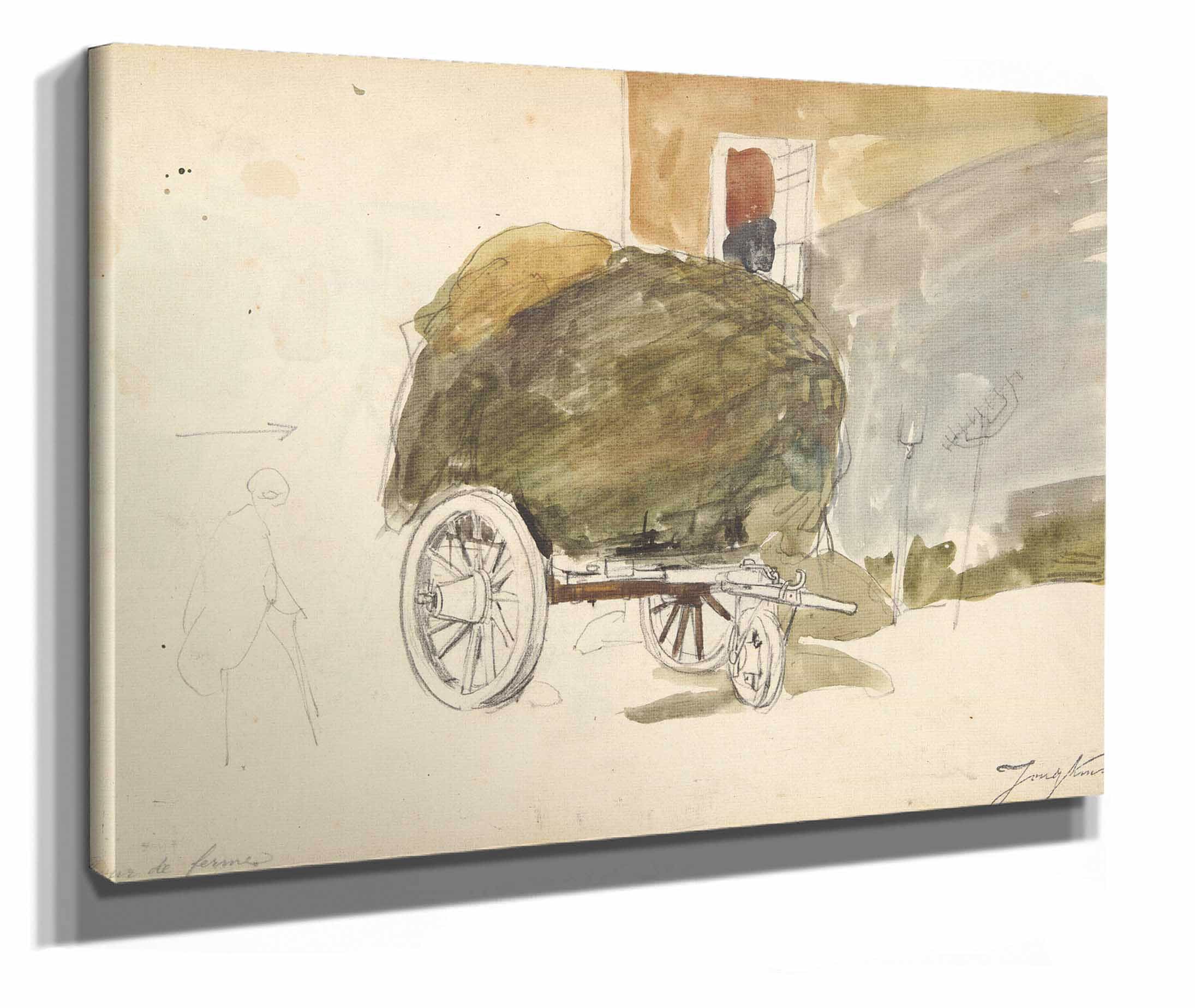 Haywagon In A Farmyard by Johan Barthold Jongkind - Image 2
