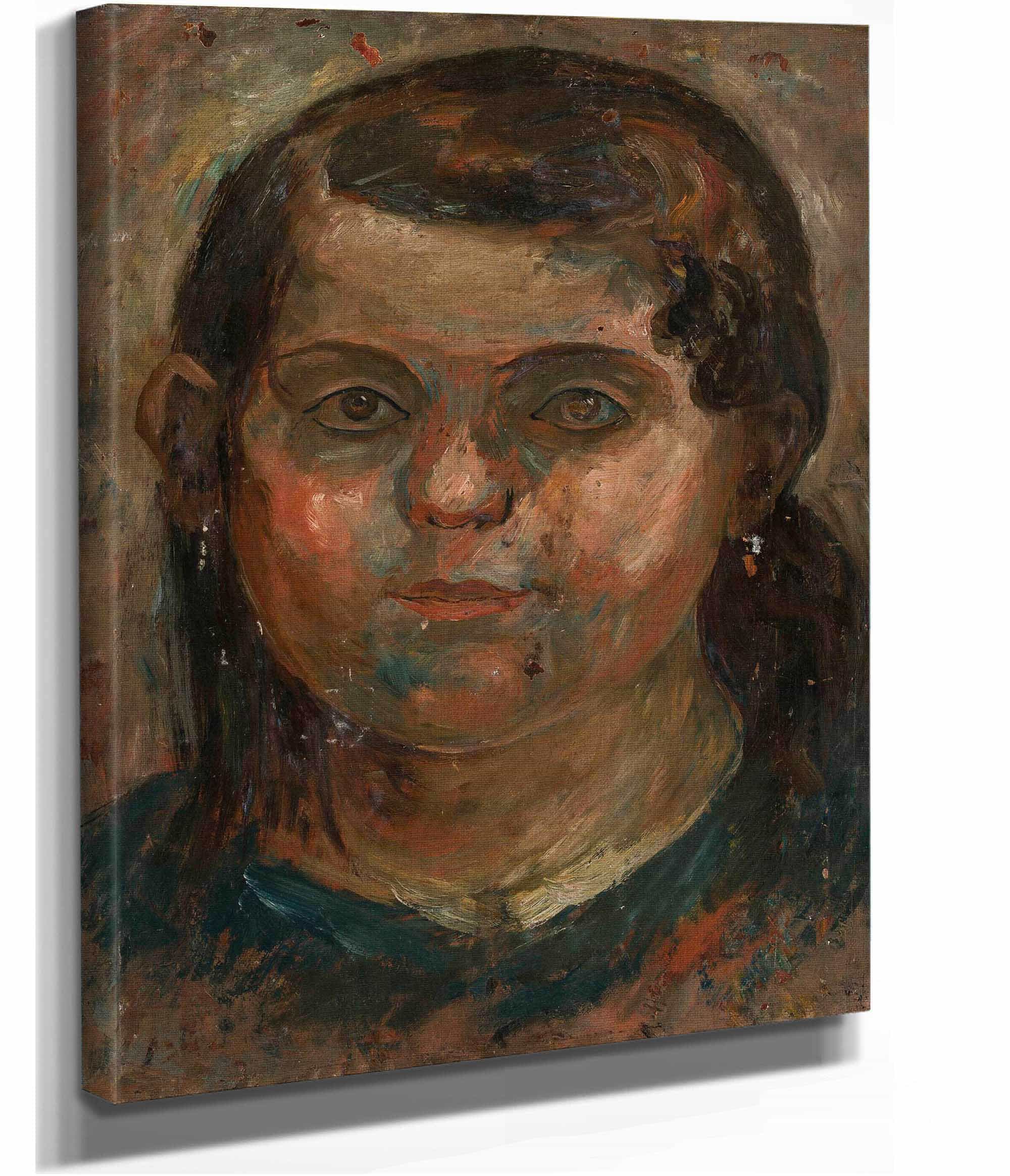 Head Of A Little Girl In A Blue Dress by Tadeusz Makowski - Image 2