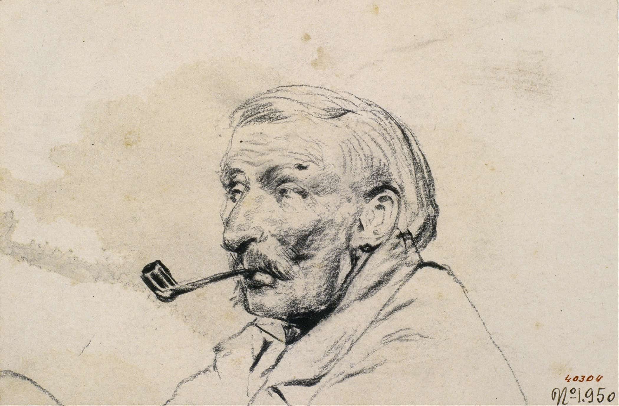 Head Of A Man Smoking A Pipe by Santiago Rusinol - Image 2