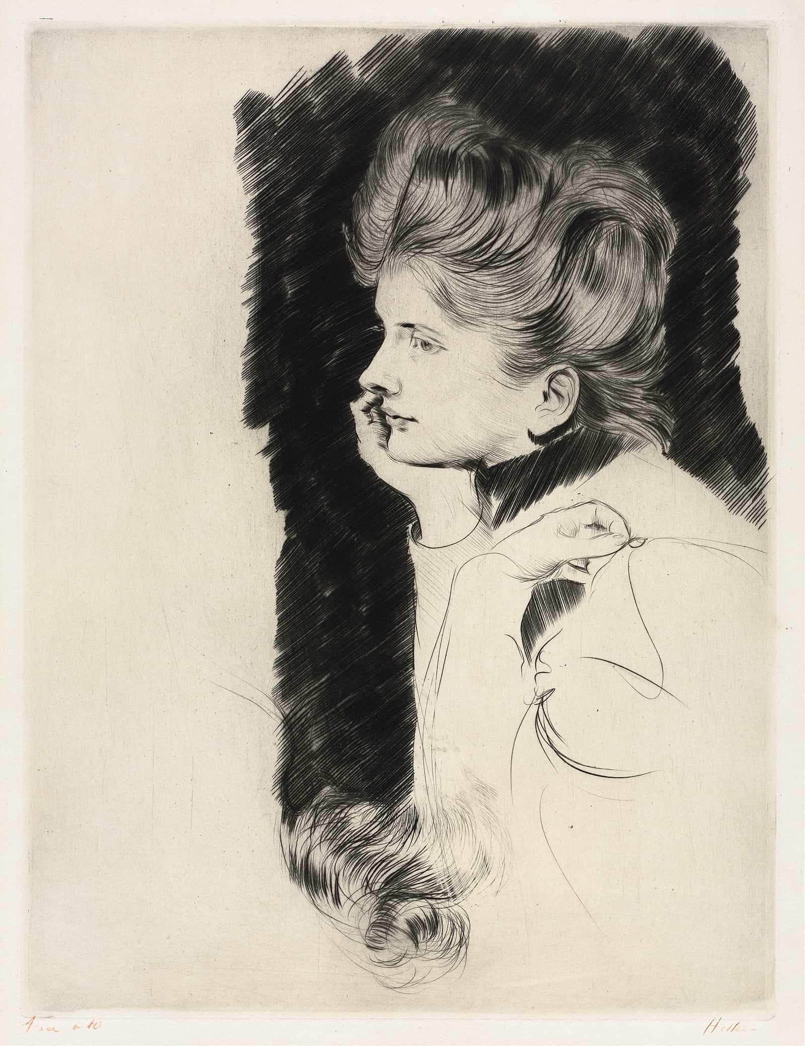 Head Of A Woman by Paul Cesar Helleu