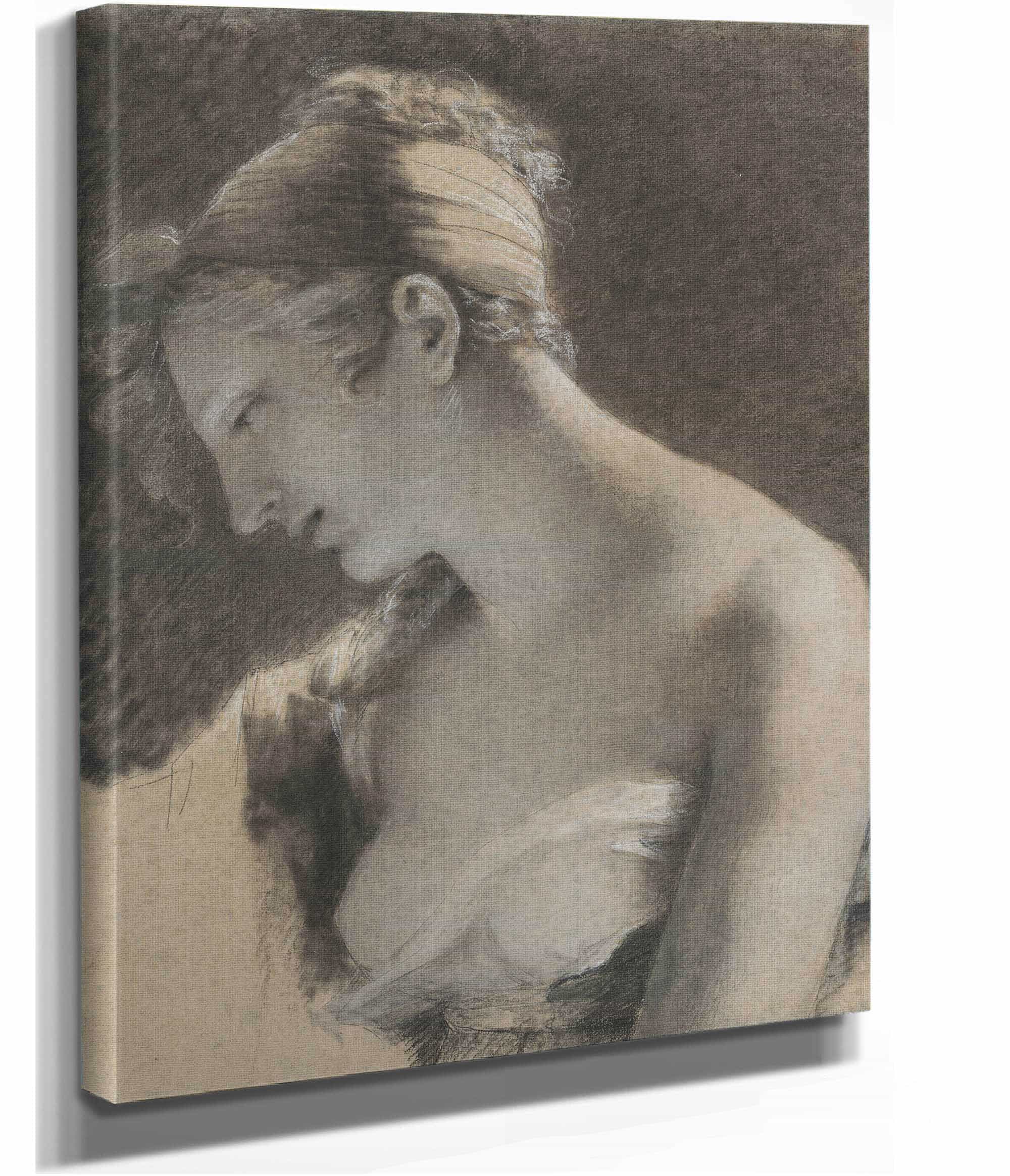 Head Of A Woman Study For The Happy Mother Lheureuse Mere by Pierre Paul Prudhon - Image 2