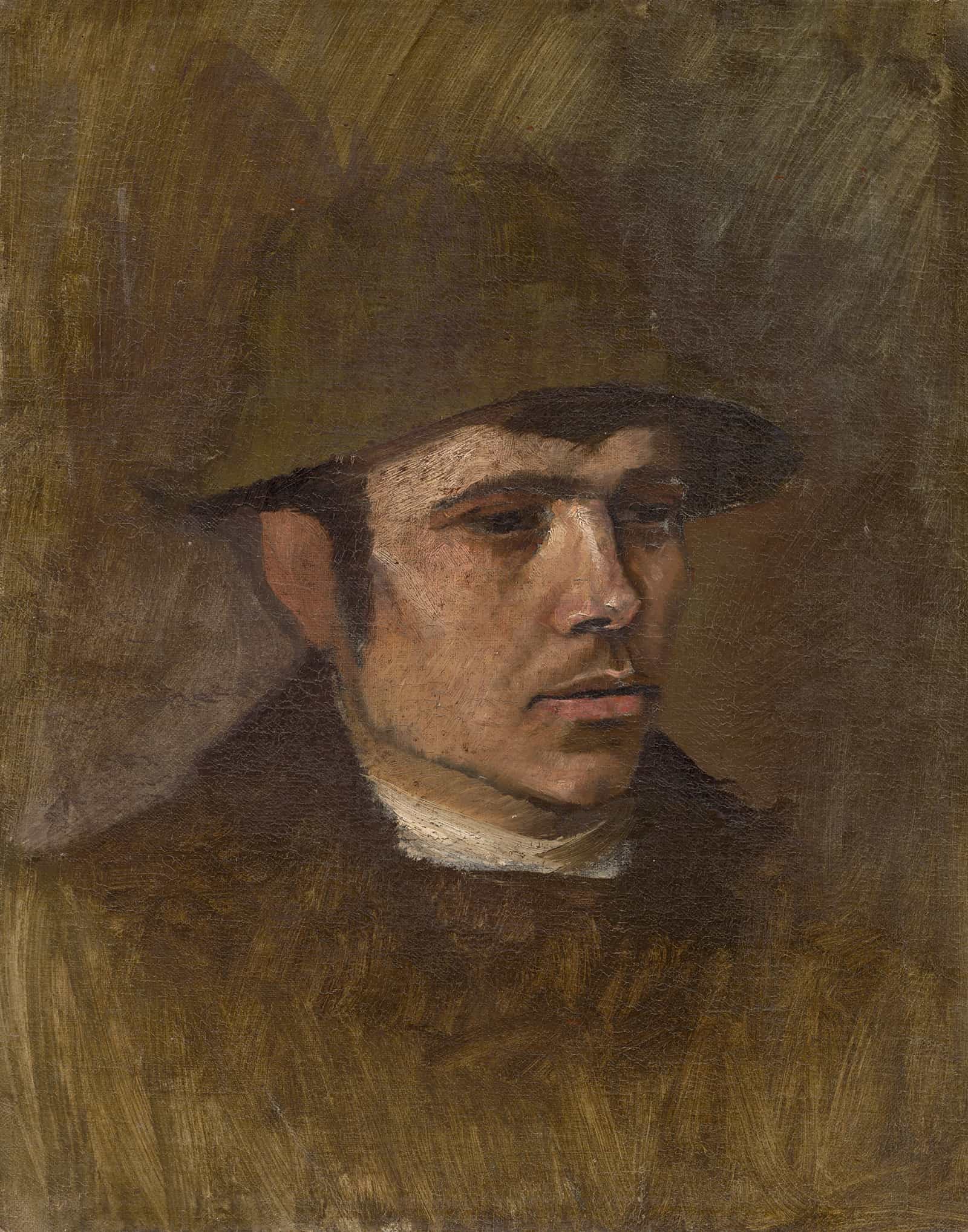 Head Of A Worker In A Hat by Ladislav Mednyanszky