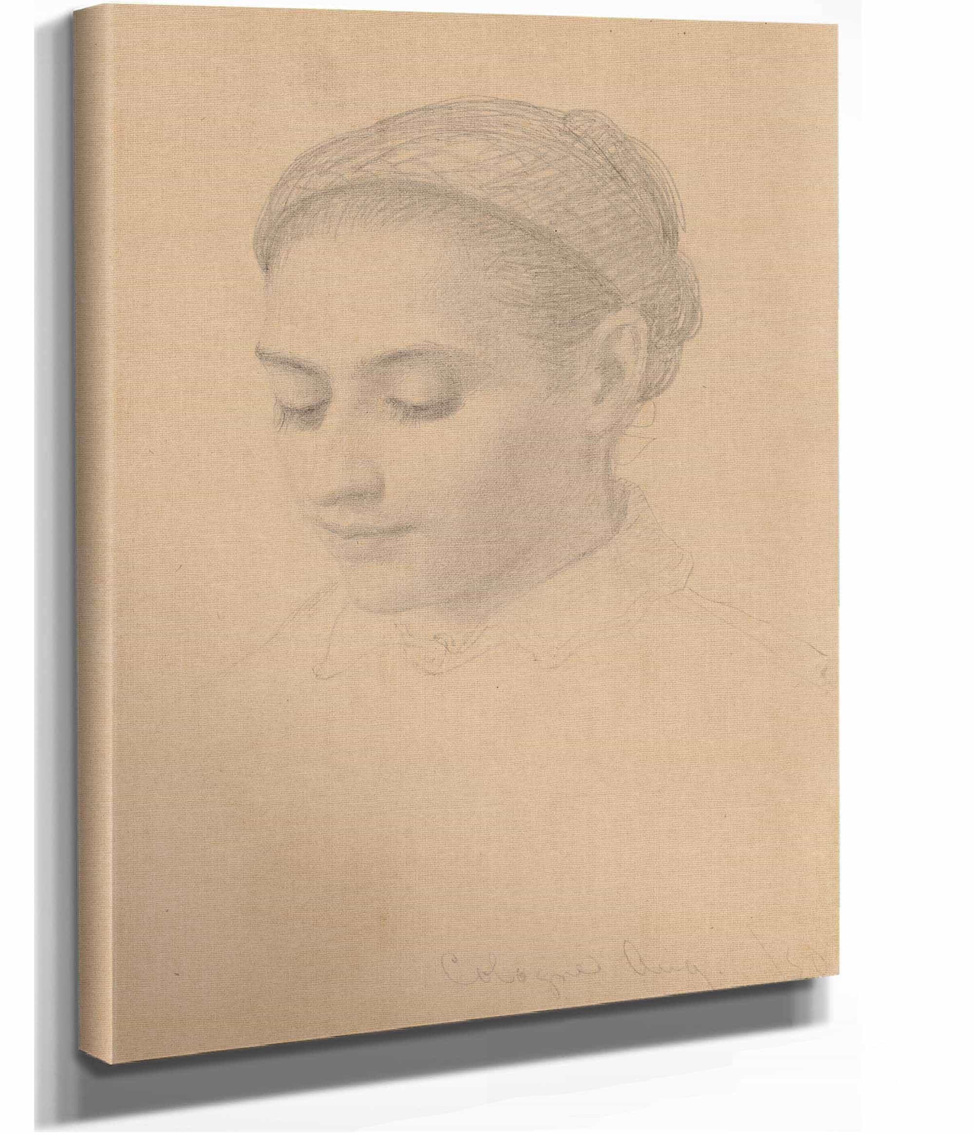 Head Of A Young Woman by Eastman Johnson - Image 2
