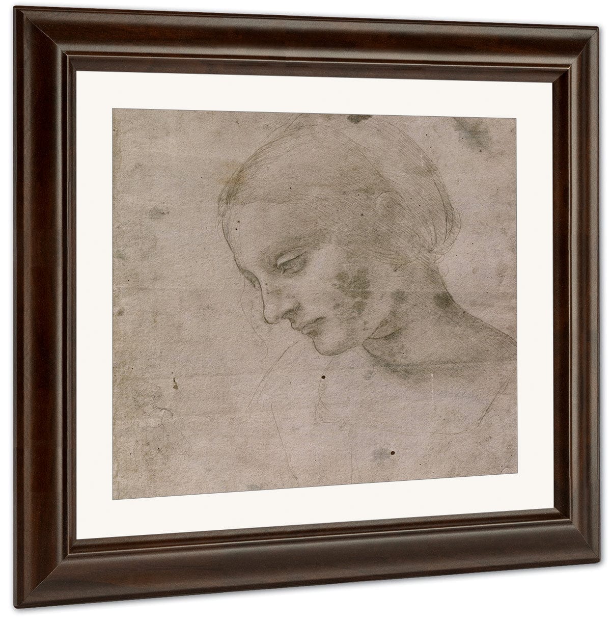 Head Of A Young Woman Or Head Of The Virgin By Leonardo Da Vinci - Image 3