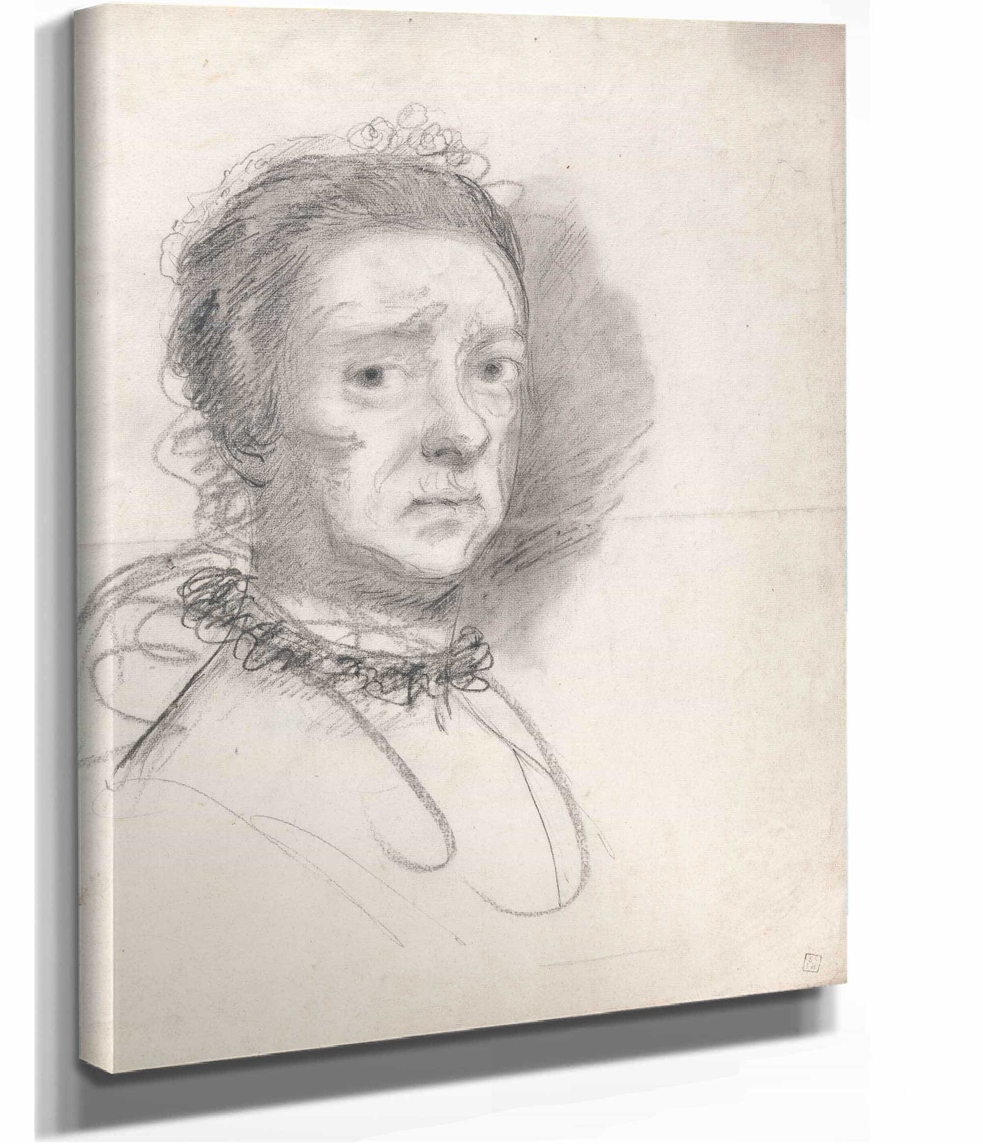 Head Of An Elderly Lady Studies From Raphaels Disputation by Sir Joshua Reynolds - Image 2