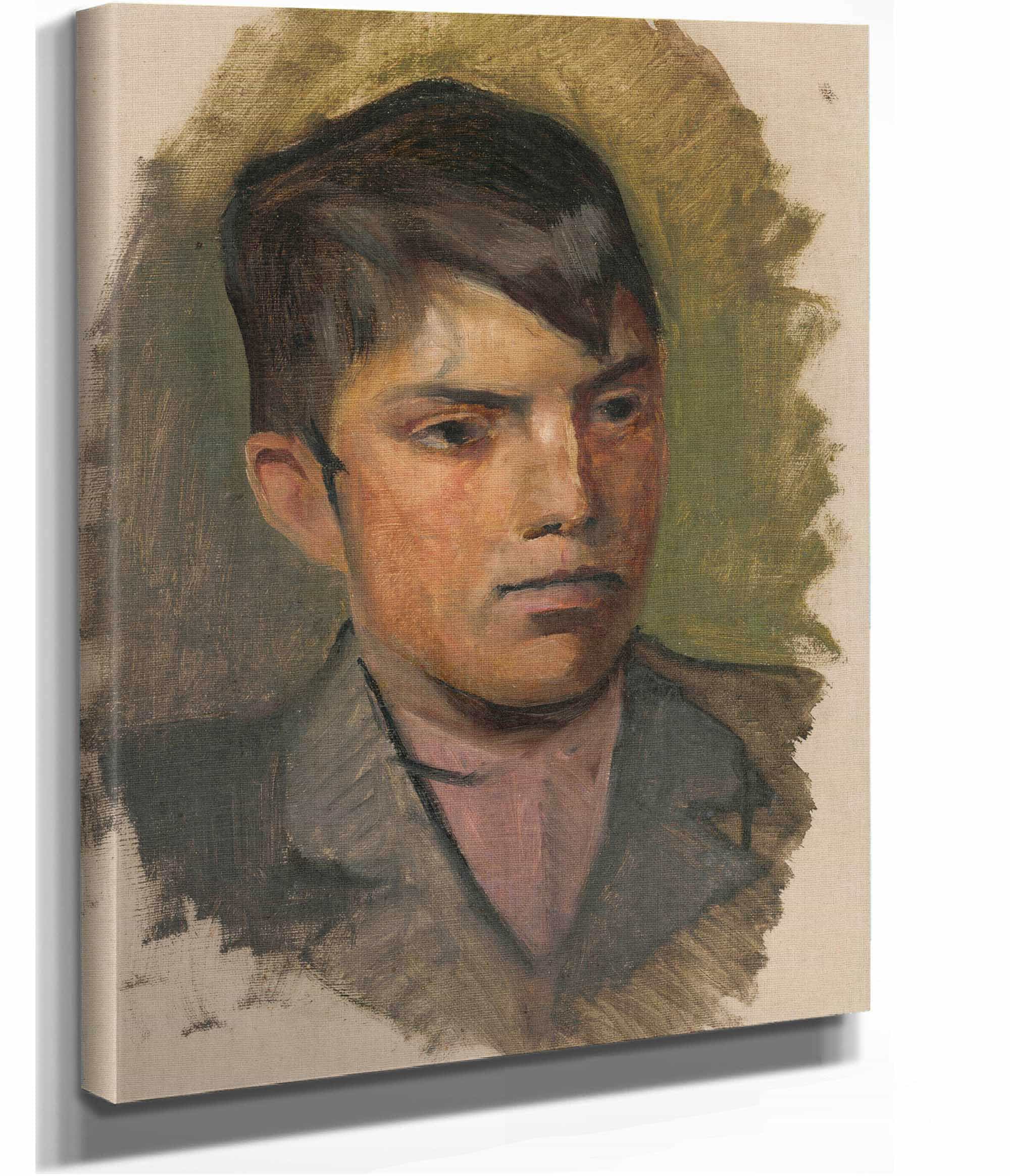 Head Study Of A Boy In A Pink Shirt   by Ladislav Mednyanszky - Image 2