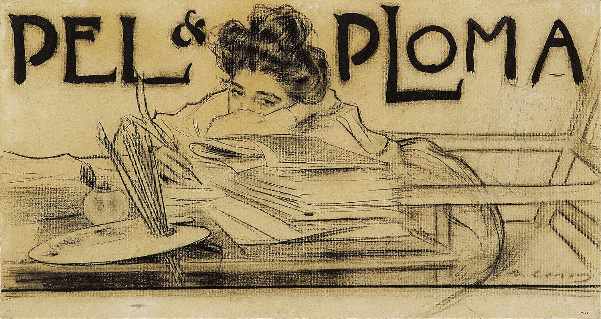 Headpiece For The Magazine Pel I Ploma by Ramon Casas - Image 2