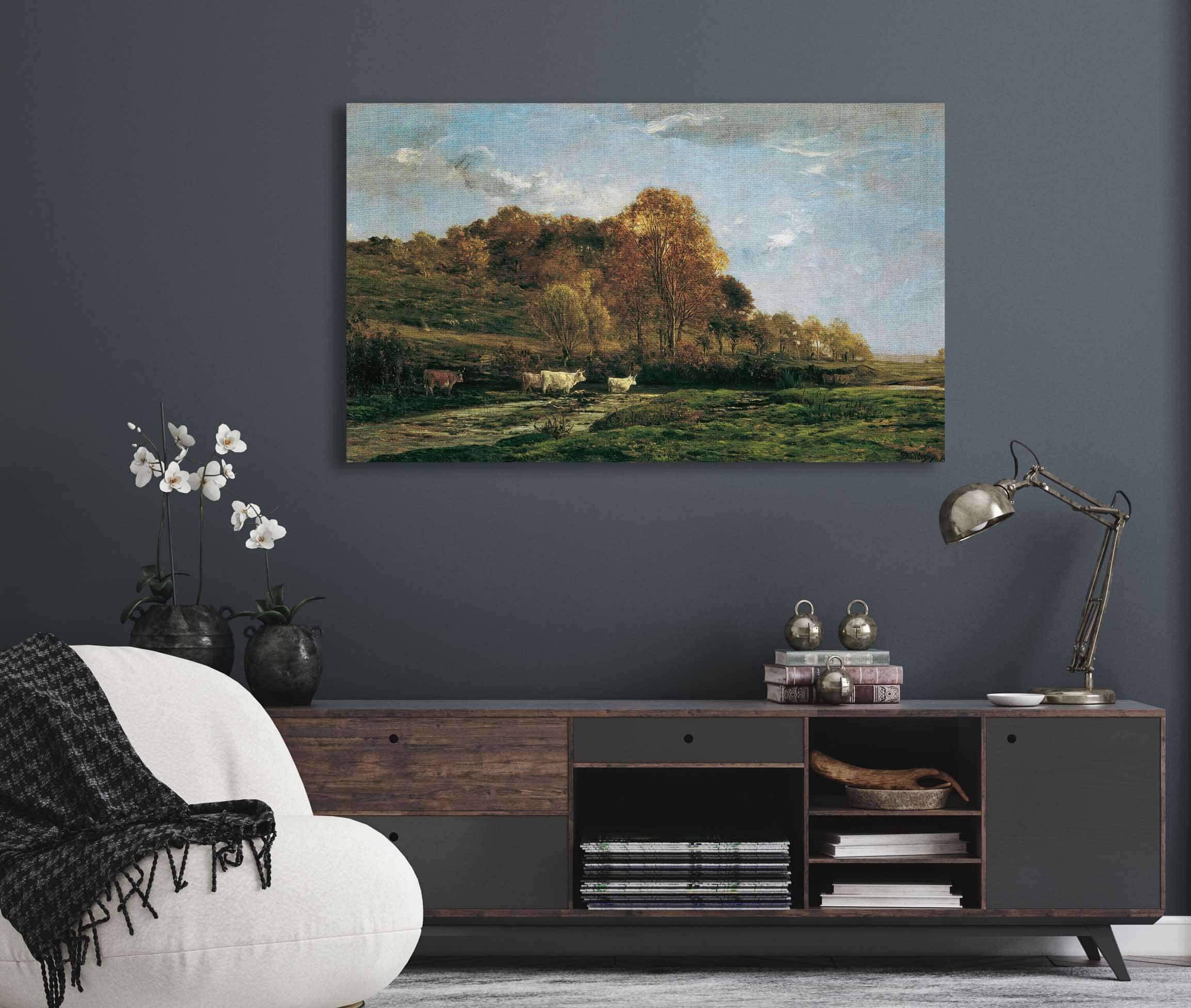 Herbstliche Aulandschaft Abendstimmung by Charles Francois Daubigny - Image 5