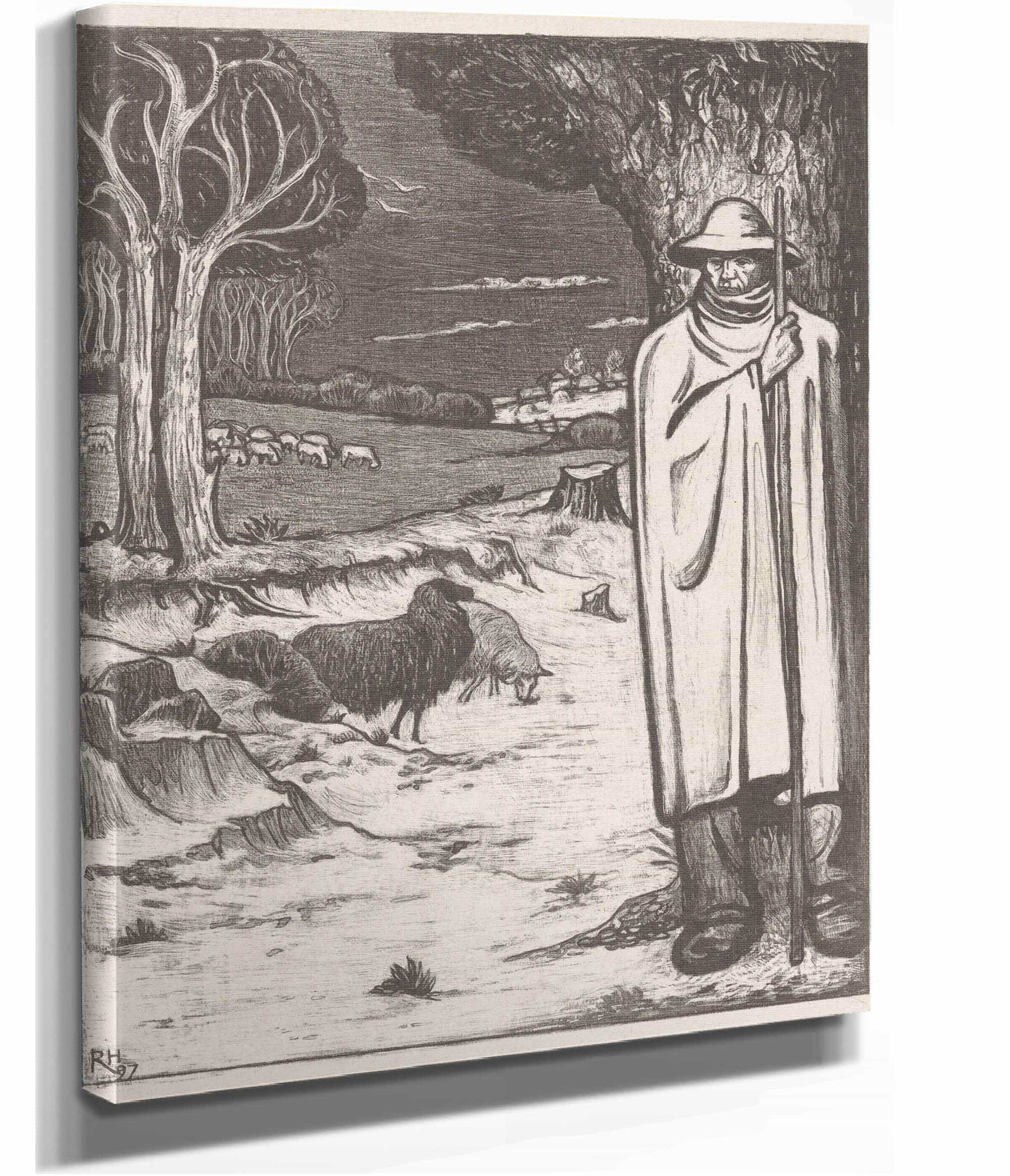 Herder Met Een Kudde Schapen In Een Heuvellandschap by Richard Nicolaus Roland Holst - Image 2