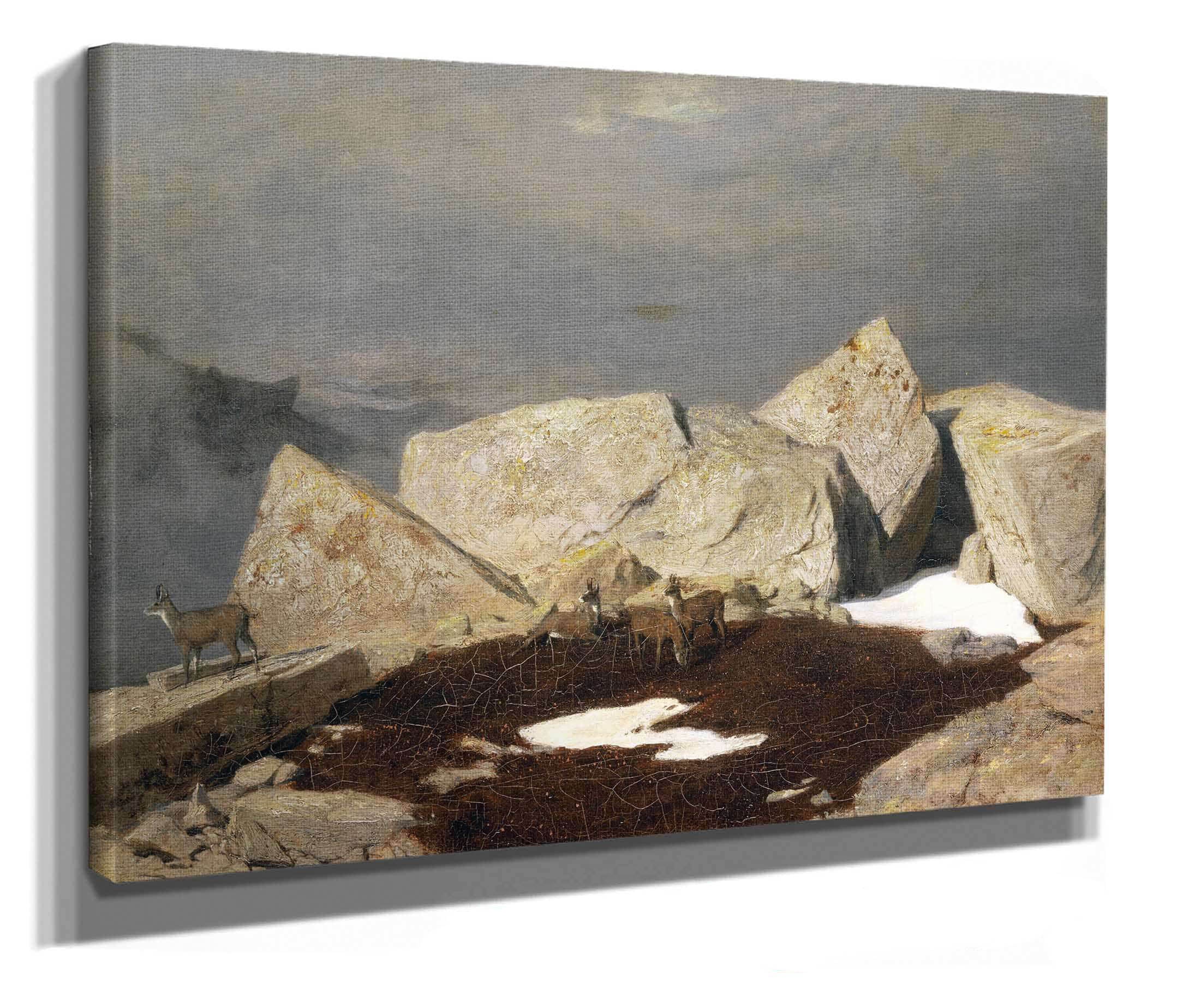 High Mountain Landscape With Chamois Around by Arnold Bocklin - Image 2