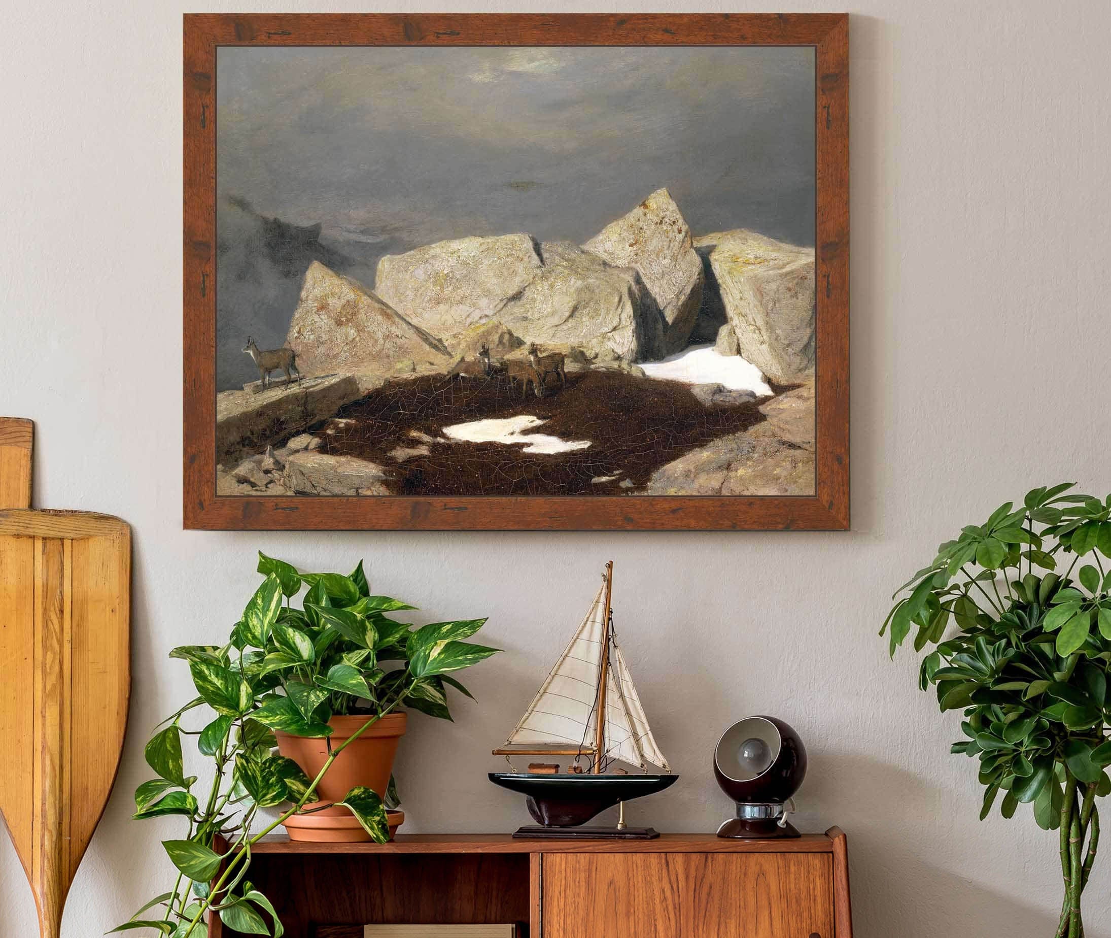High Mountain Landscape With Chamois Around by Arnold Bocklin - Image 3