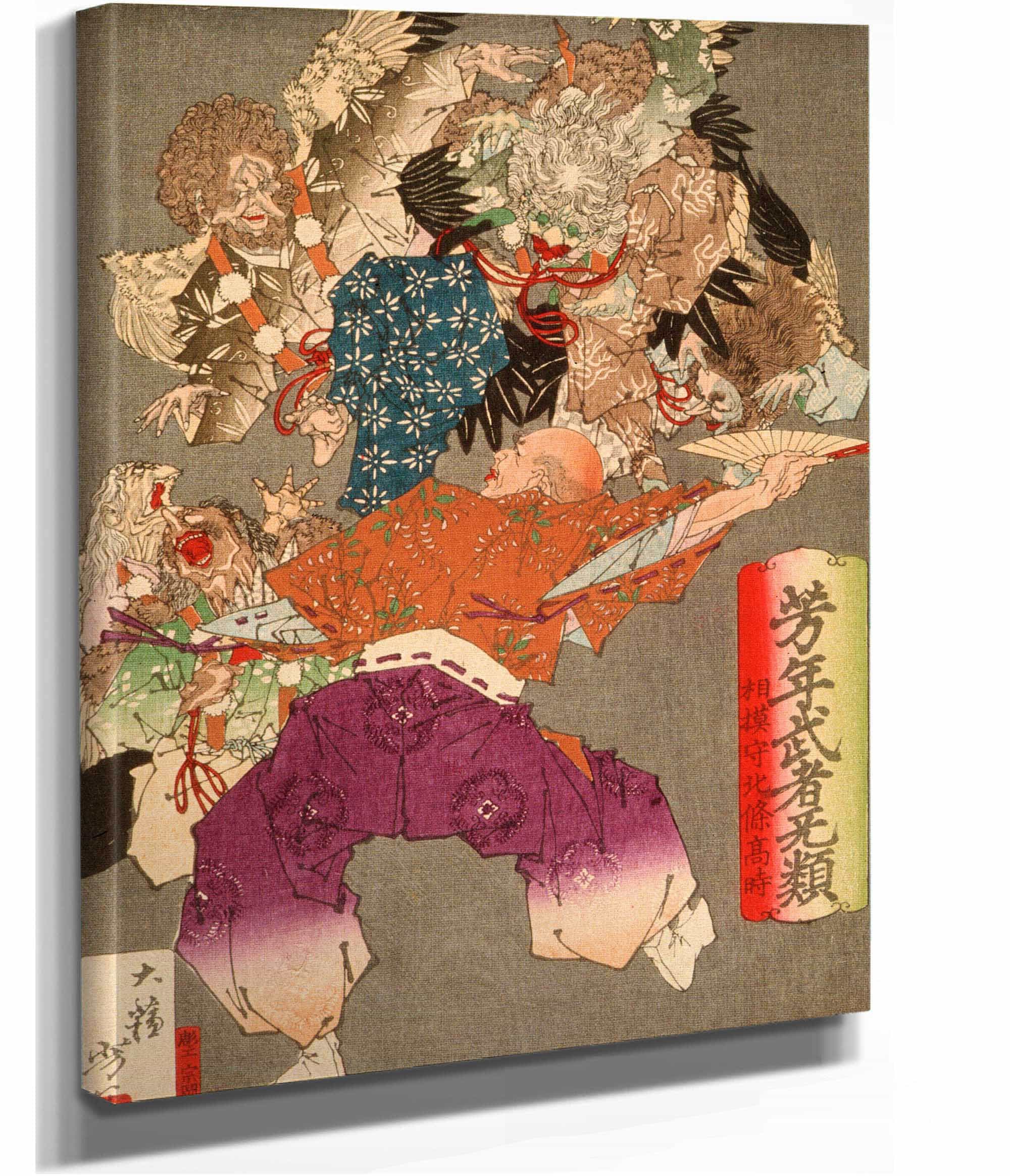 Hojo Takatoki Lord Of Sagami Warding Off Tengu With His Fan by Tsukioka Yoshitoshi - Image 2