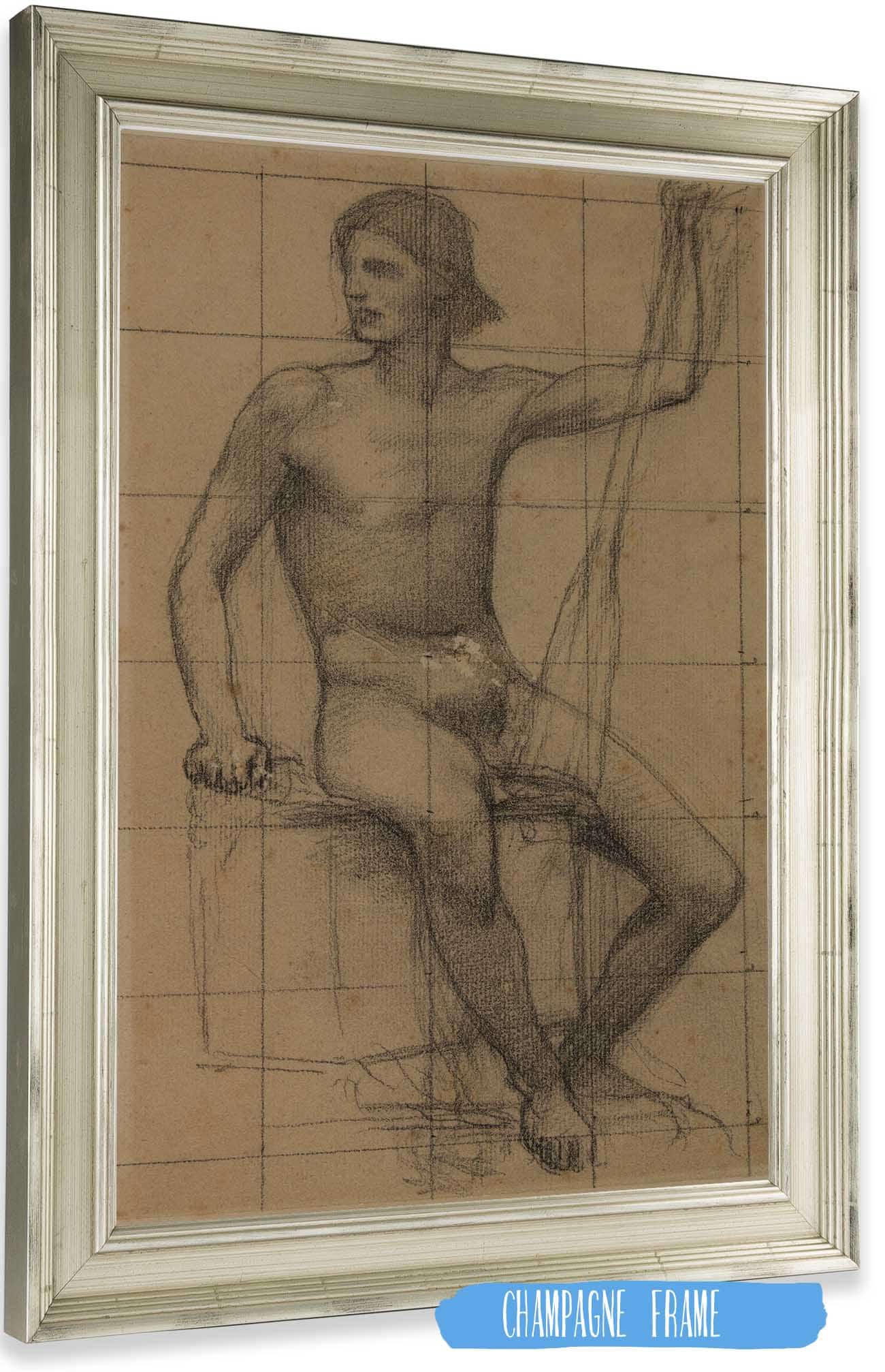 Homme Assis De Face Tenant Un Aviron Entre Ses Jambes by Pierre Puvis De Chavannes