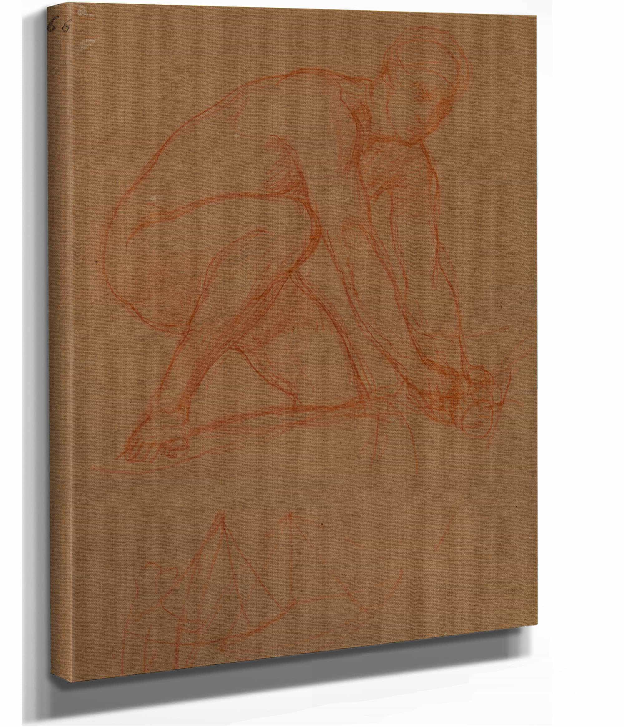 Homme Nu Accroupi Et Etude De Carrelet by Pierre Puvis De Chavannes - Image 2