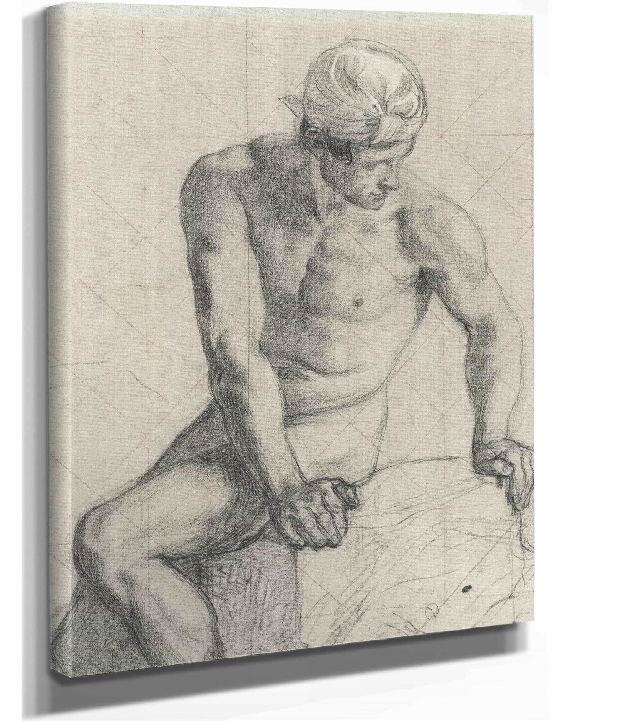 Homme Nu Assis Coiffe Dun Turban by Pierre Puvis De Chavannes - Image 2