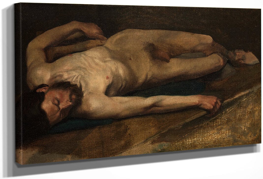 Homme Nu Couche By Edgar Degas