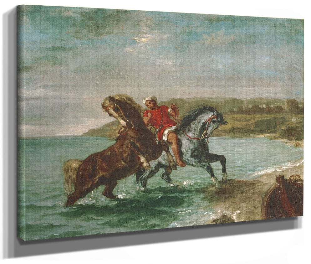 Horses Coming Out Of The Sea By Ferdinand Victor Eugene Delacroix