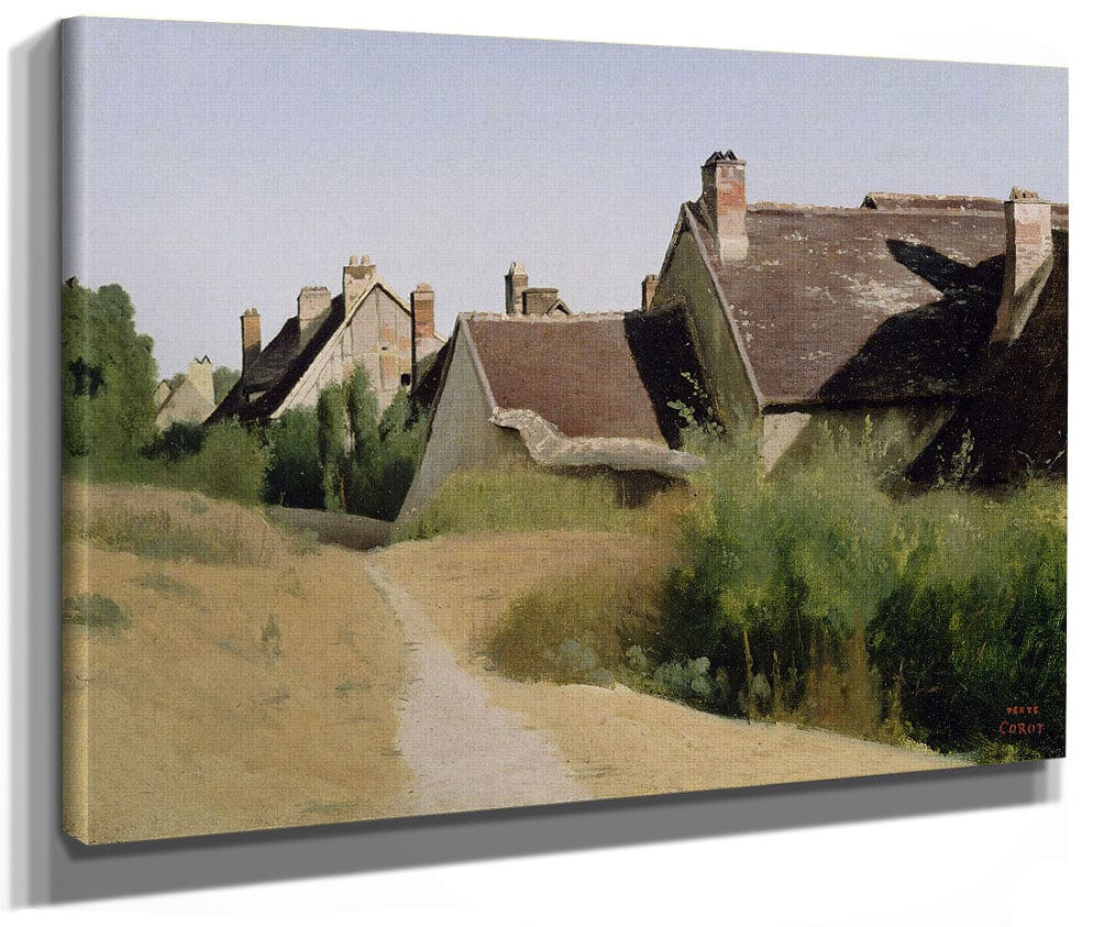 Houses Near Orleans (Maisons Aux Environs D'orleans) By Jean Baptiste Camille Corot