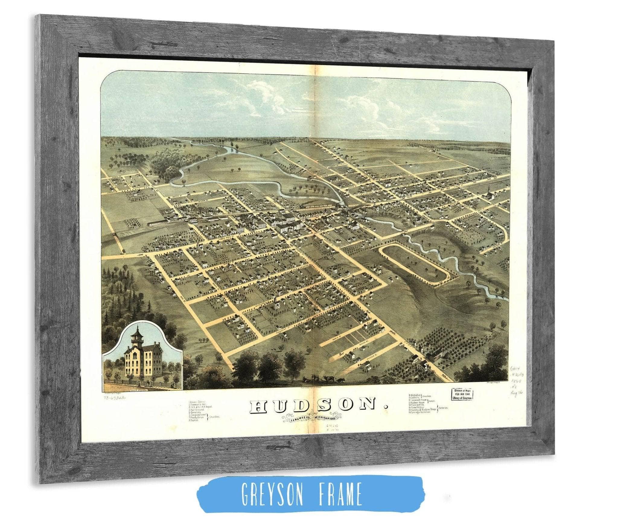 Hudson Lenawee Co Michigan 1868 State of Michigan - Image 6