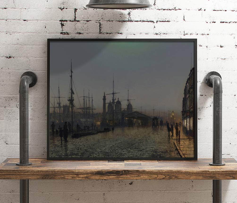 Hull Docks At Night Painting John Atkinson Grimshaw Canvas Art - Image 4