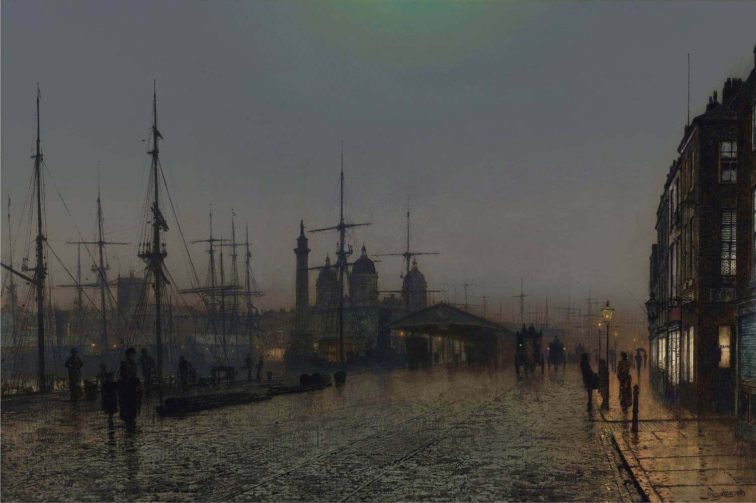 Hull Docks At Night Painting John Atkinson Grimshaw Canvas Art - Image 5