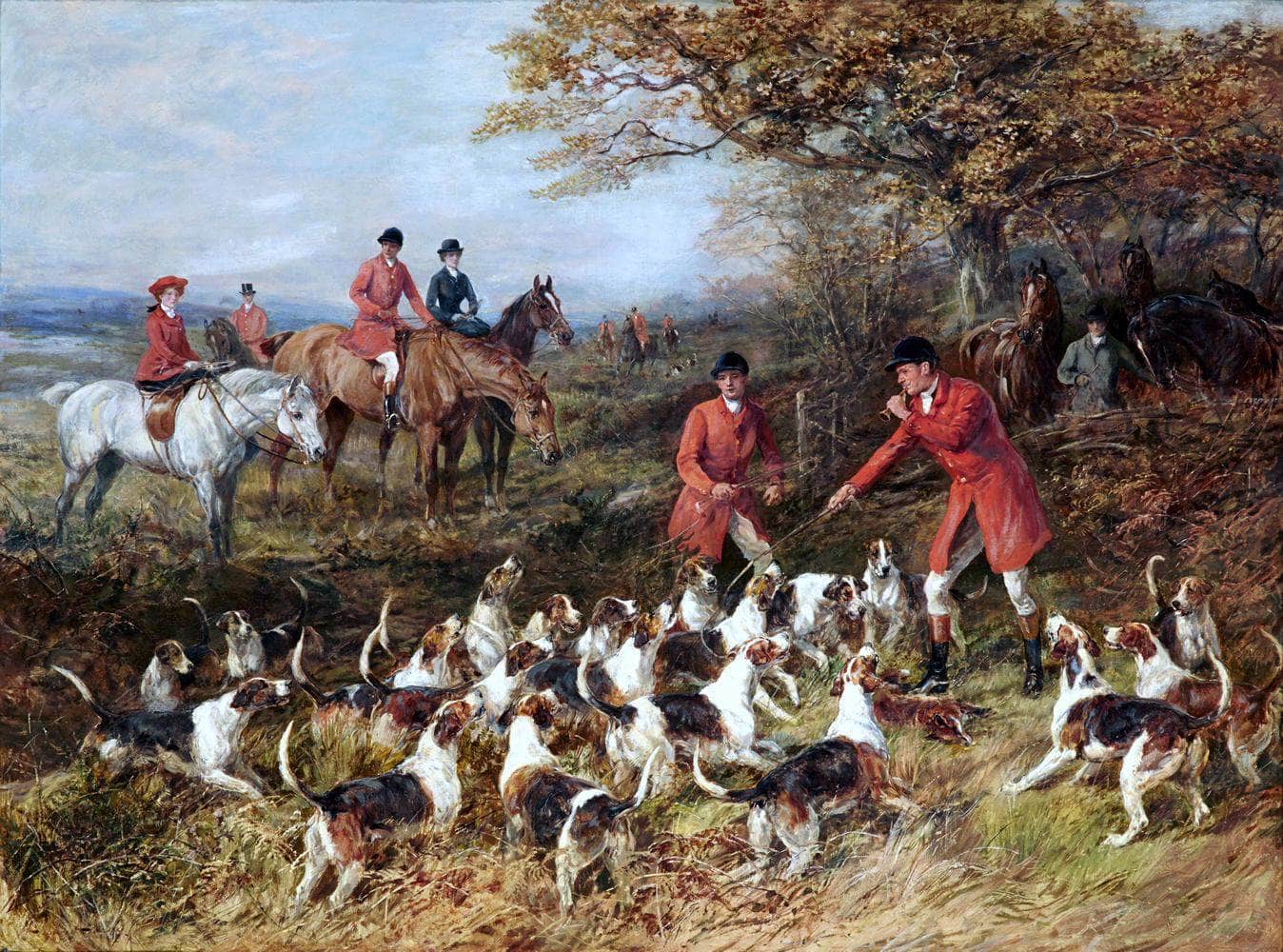 Hunters And Hounds Painting Heywood Hardy Canvas Art - Image 5