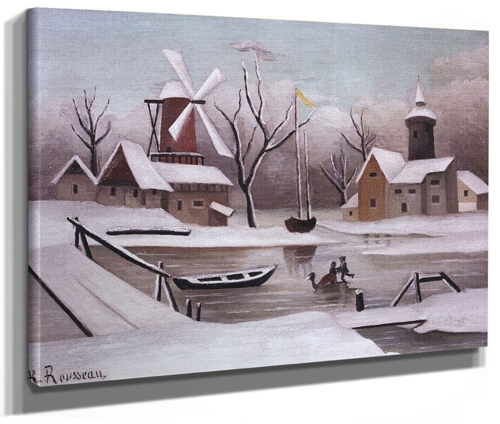 Ice Skaters On A Frozen Pond By Henri Julien Felix Rousseau