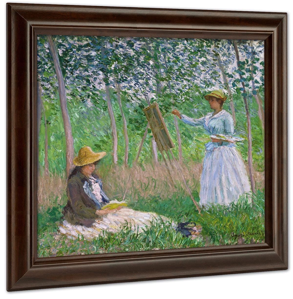 In The Woods At Giverny Blanche Hoschede At Her Easel With Suzanne Hoschede Reading By Claude Monet - Image 4