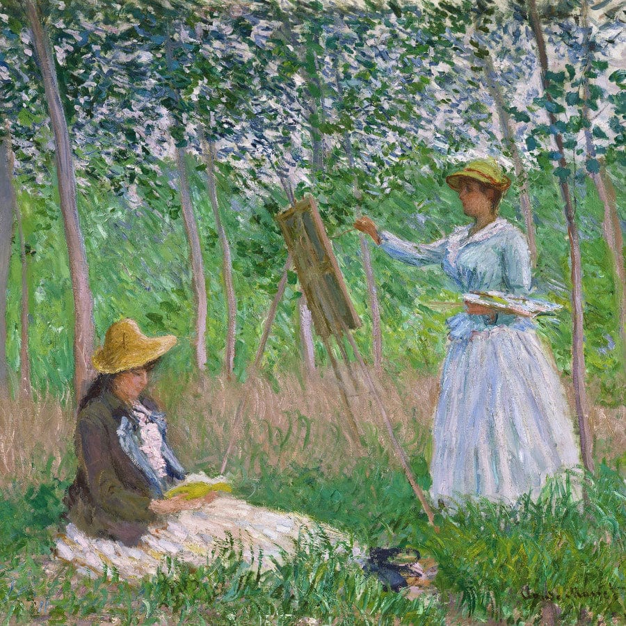 In The Woods At Giverny Blanche Hoschede At Her Easel With Suzanne Hoschede Reading By Claude Monet - Image 5
