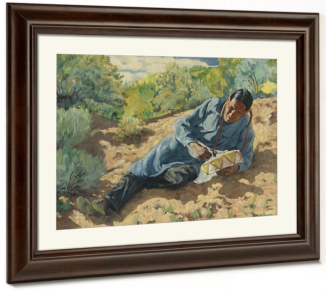 Indian Playing A Drum By Walter Ufer - Image 5