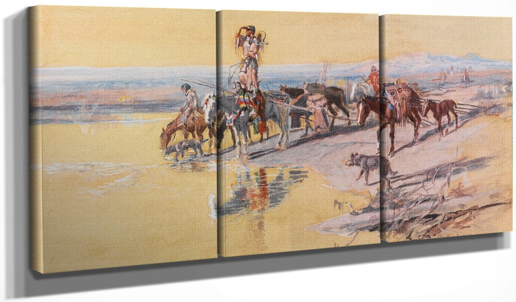 Indians Traveling On Travois By Charles Marion Russell