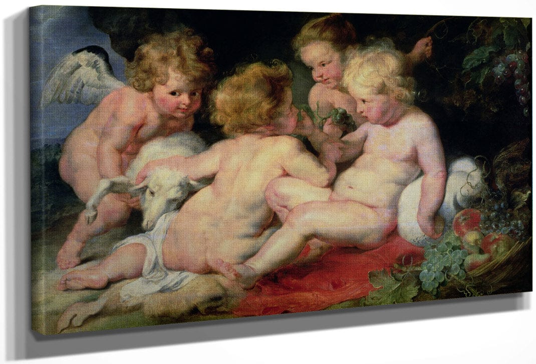 Infant Christ With John The Baptist And Two Angels 1615;20 (Panel) By Peter Paul Rubens
