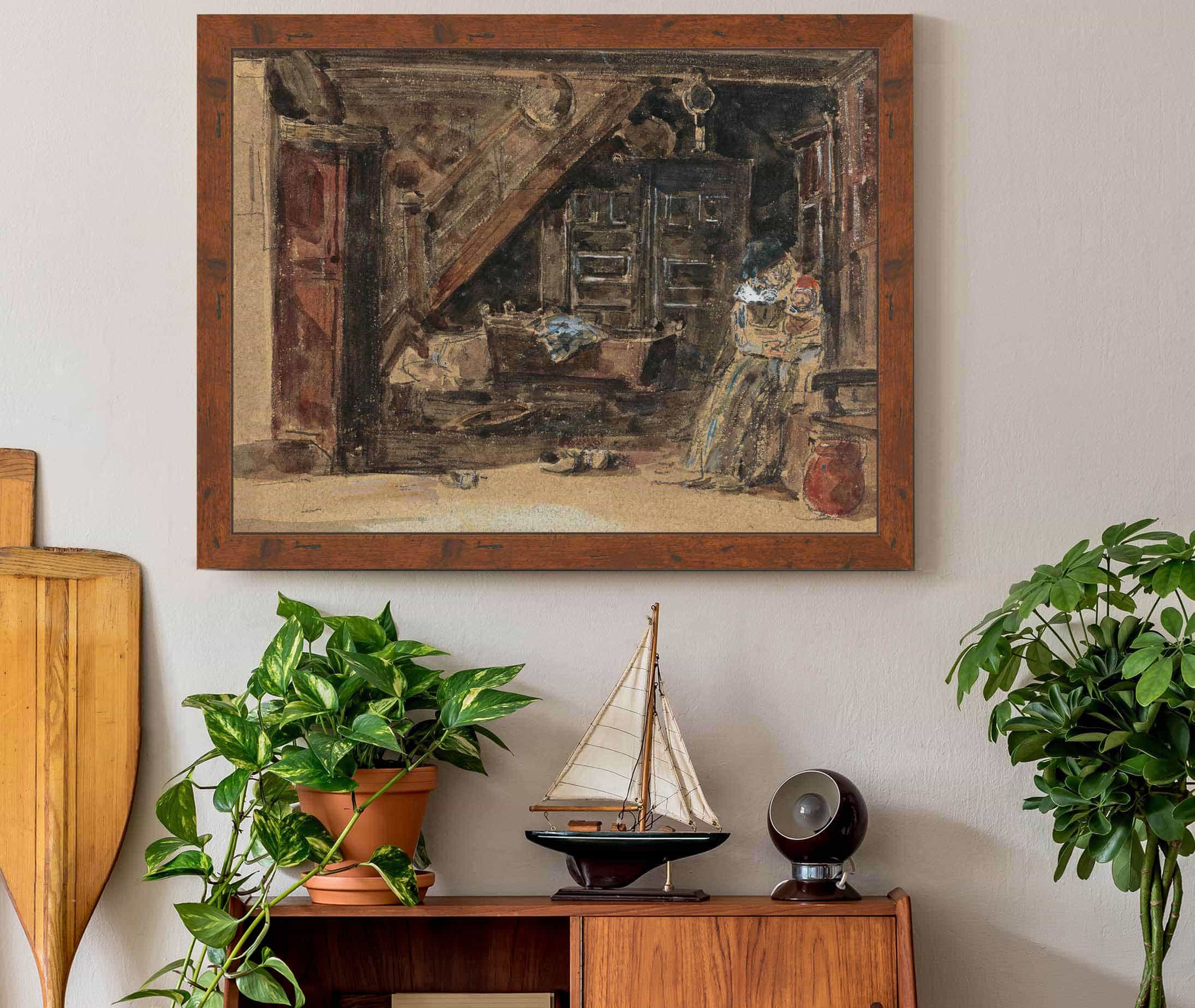 Interieur Breton Aquarelle by Eugene Boudin - Image 3