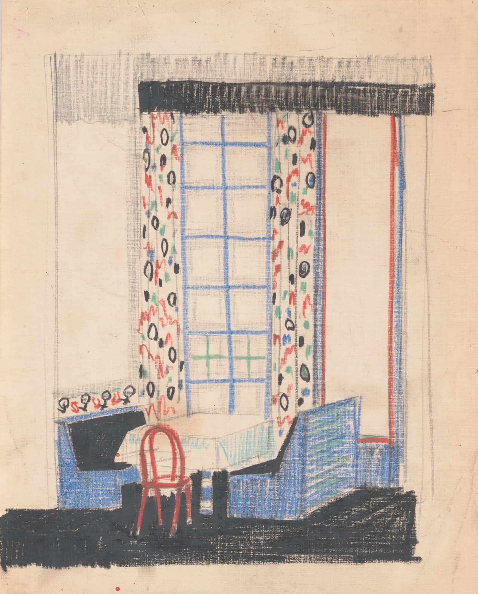 Interior Perspective Studies For A Restaurant by Winold Reiss