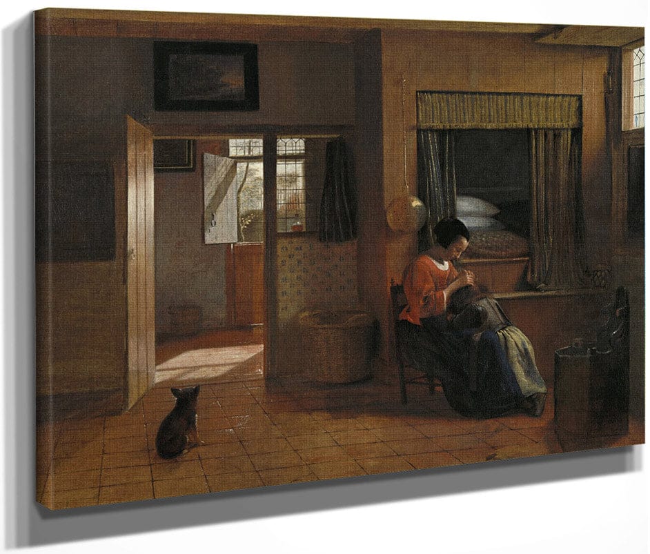 Interior With A Mother Delousing Her Child's Hair Known As A Mother's Duty By Pieter De Hooch
