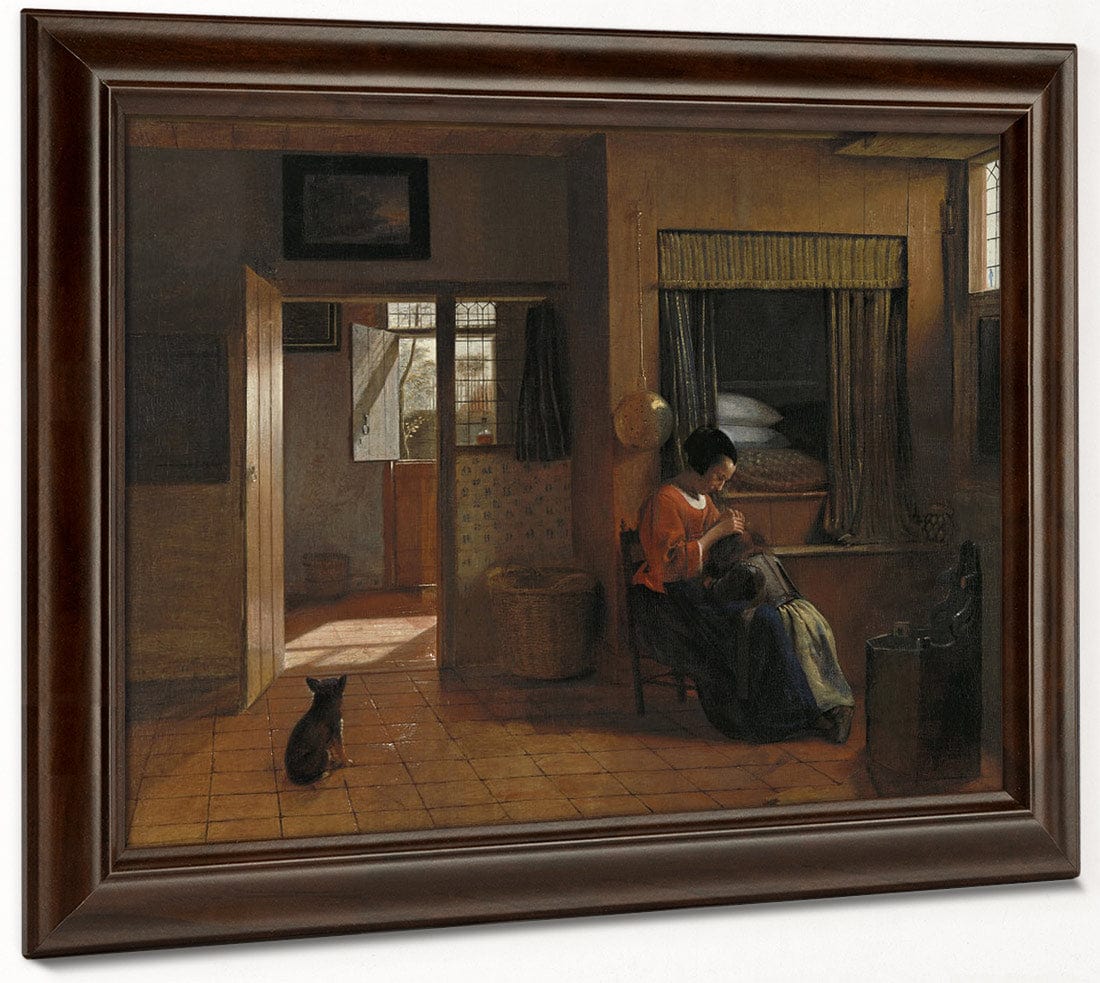Interior With A Mother Delousing Her Child's Hair Known As A Mother's Duty By Pieter De Hooch - Image 4