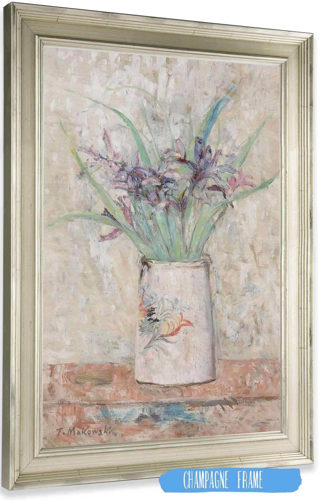 Irises In A White Flower Vase by Tadeusz Makowski
