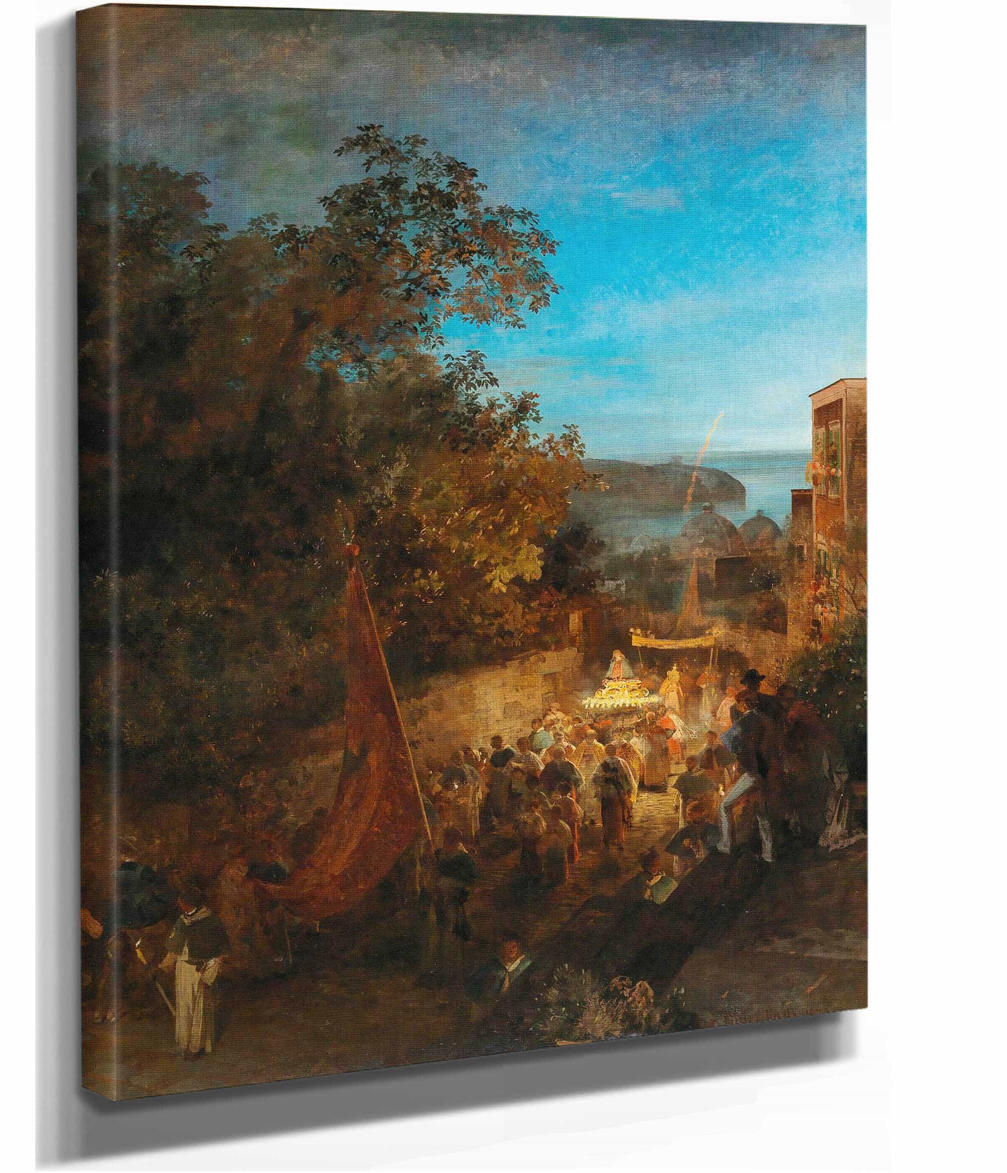 Ischia Feast Of St Anne Casamicciola by Oswald Achenbach - Image 2