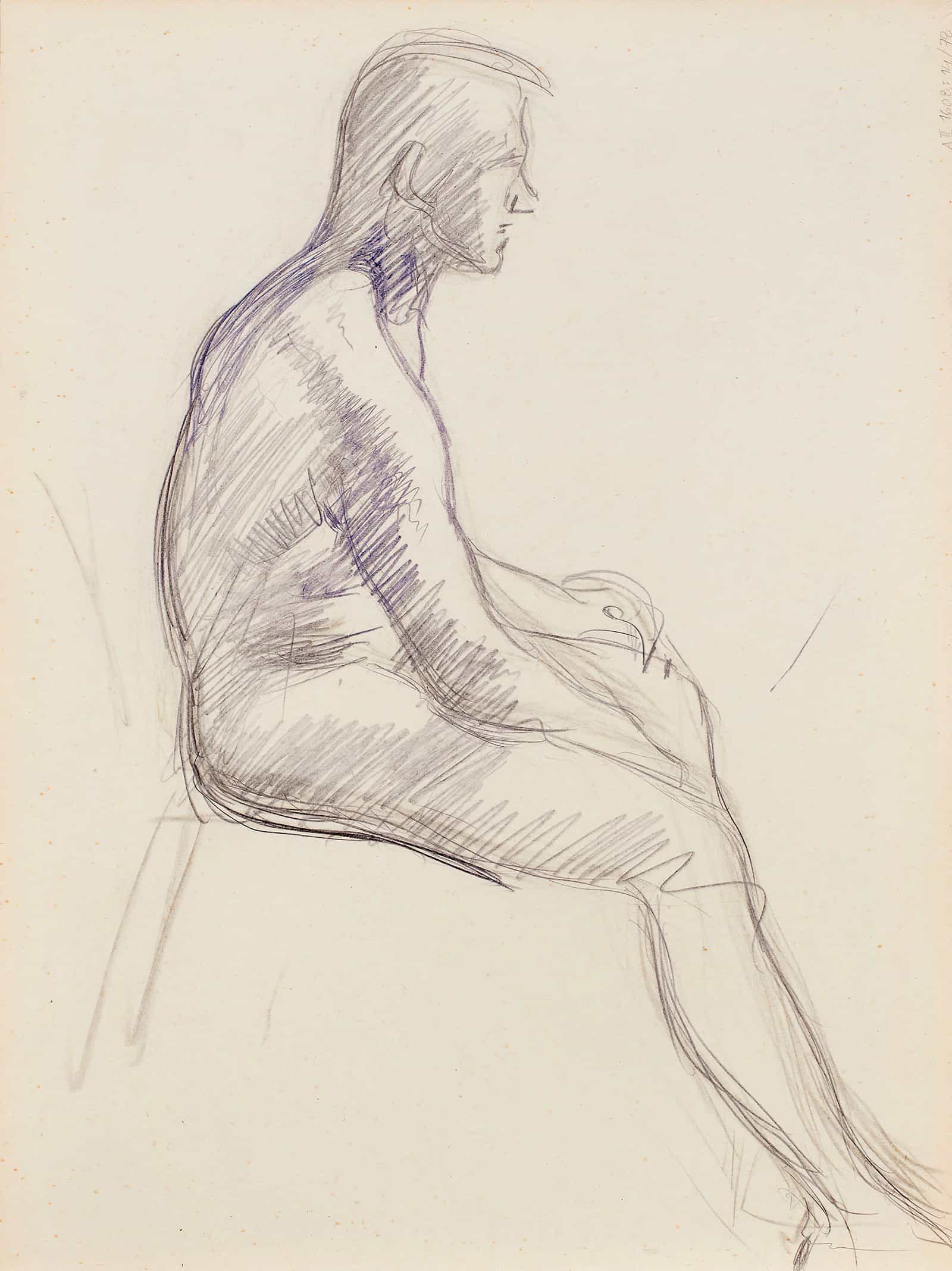 Istuva Alaston Mies Luonnos by Magnus Enckell - Image 4
