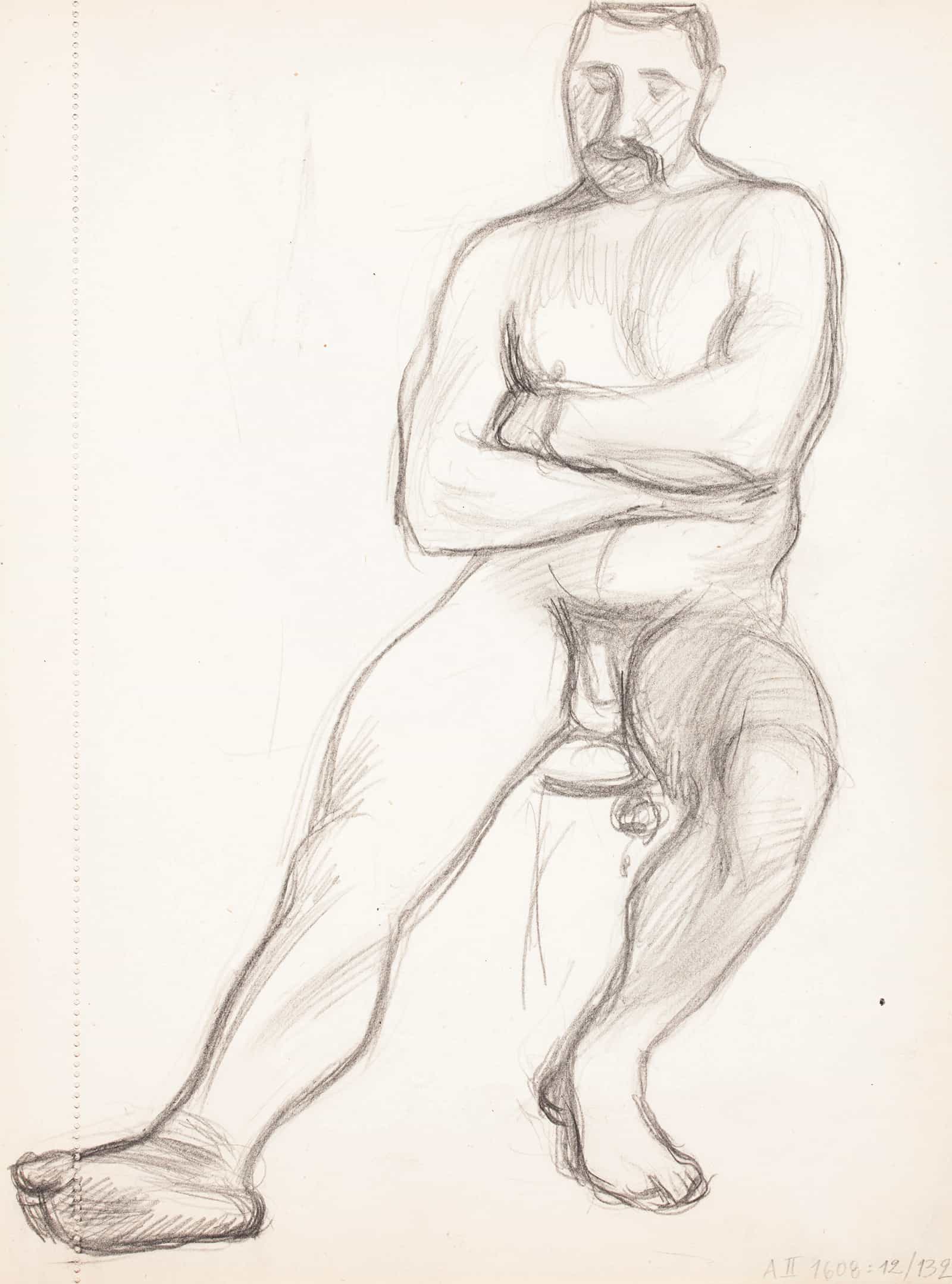 Istuva Alaston Mies Luonnos by Magnus Enckell - Image 8