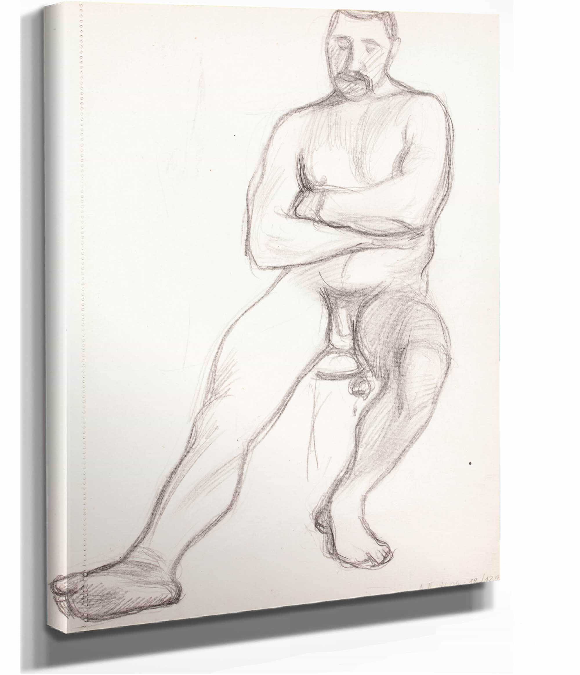 Istuva Alaston Mies Luonnos by Magnus Enckell - Image 9