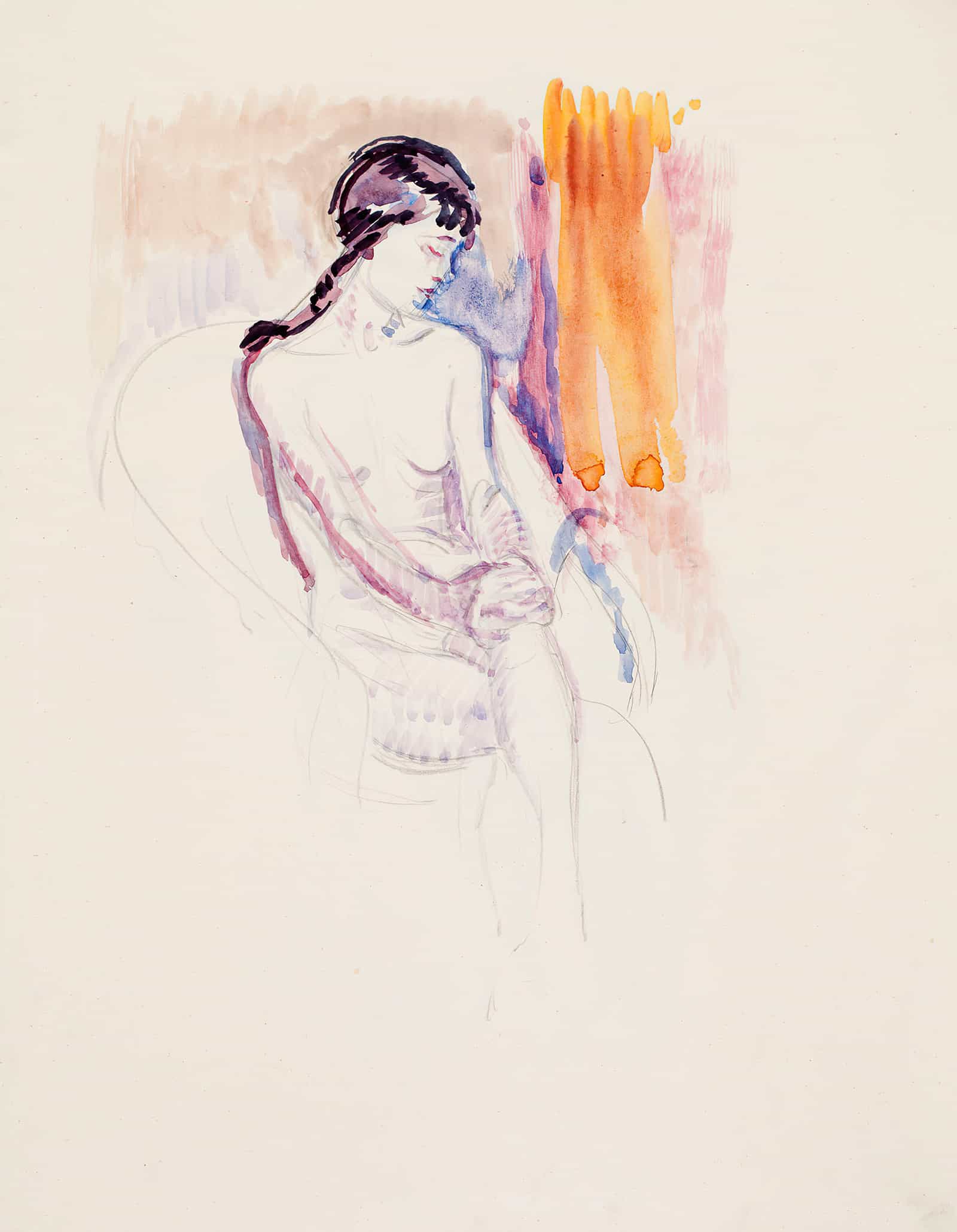 Istuva Malli Luonnos by Magnus Enckell