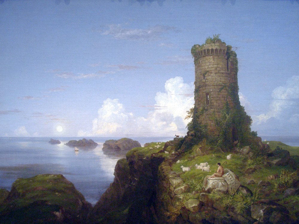 Italian Coast Scene With Ruined Tower 1838 By Thomas Cole By Thomas Cole - Image 5