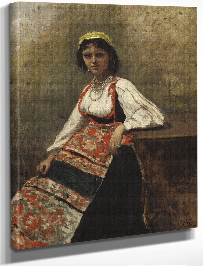 Italian Girl By Jean Baptiste Camille Corot