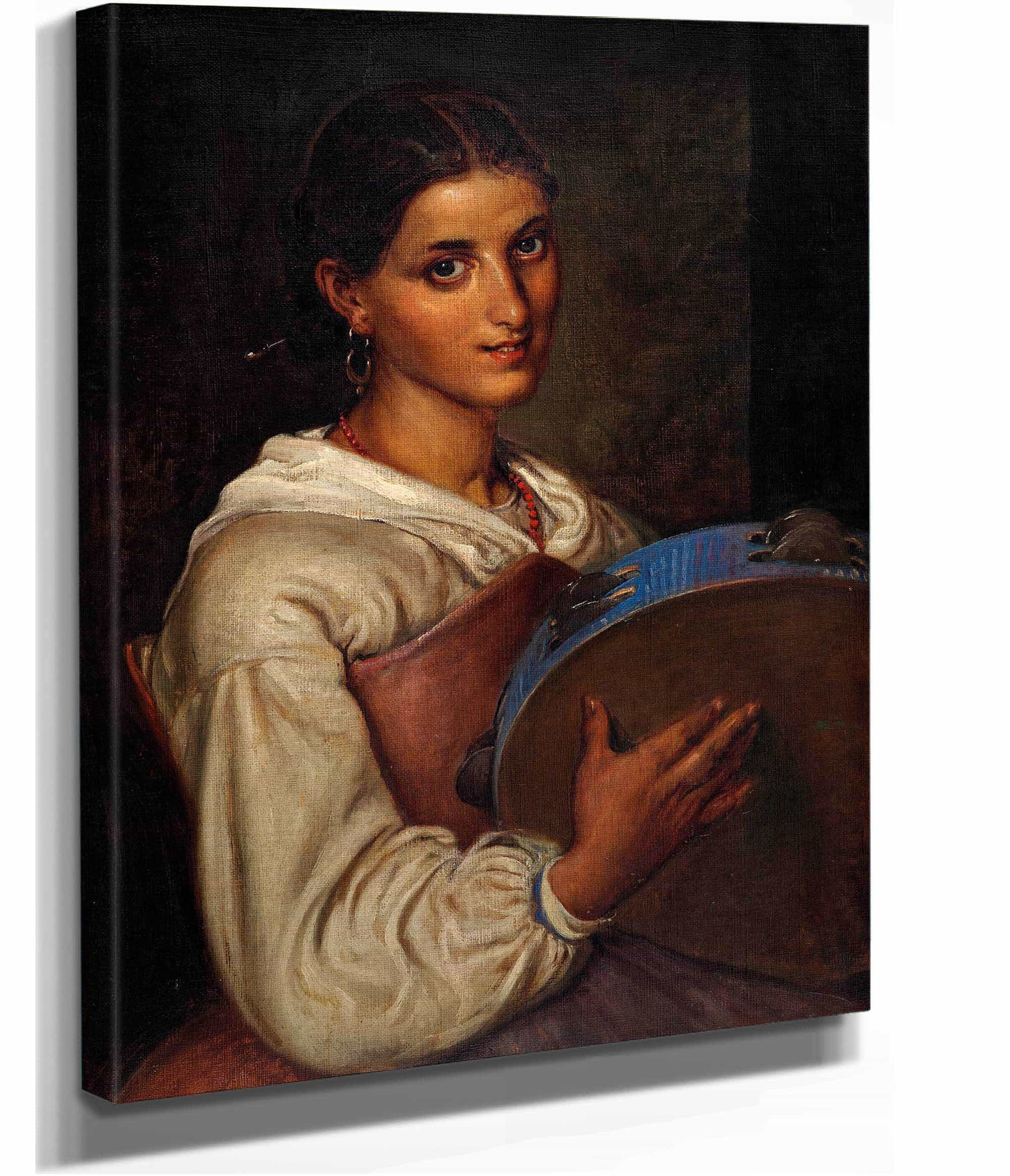 Italian Girl With A Blue Tambourine by Wilhelm Marstrand - Image 2