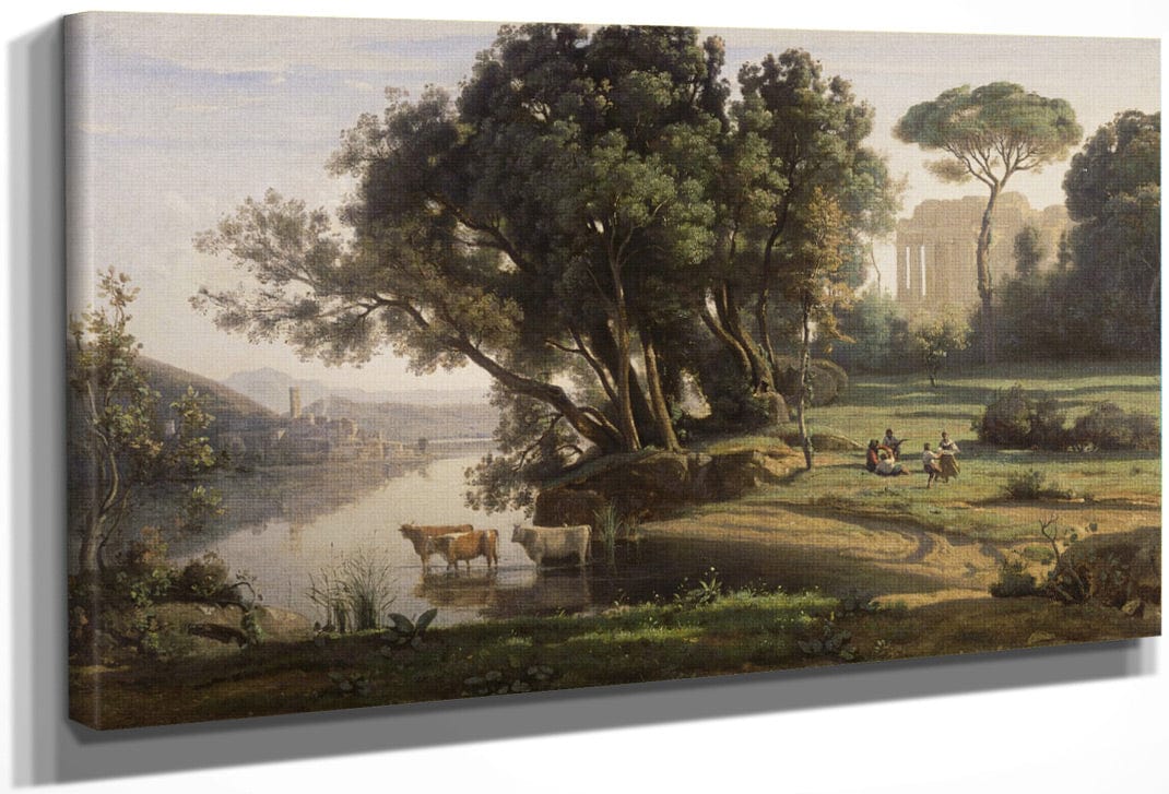 Italian Landscape (Site D'italie, Soleil Levant) By Jean Baptiste Camille Corot