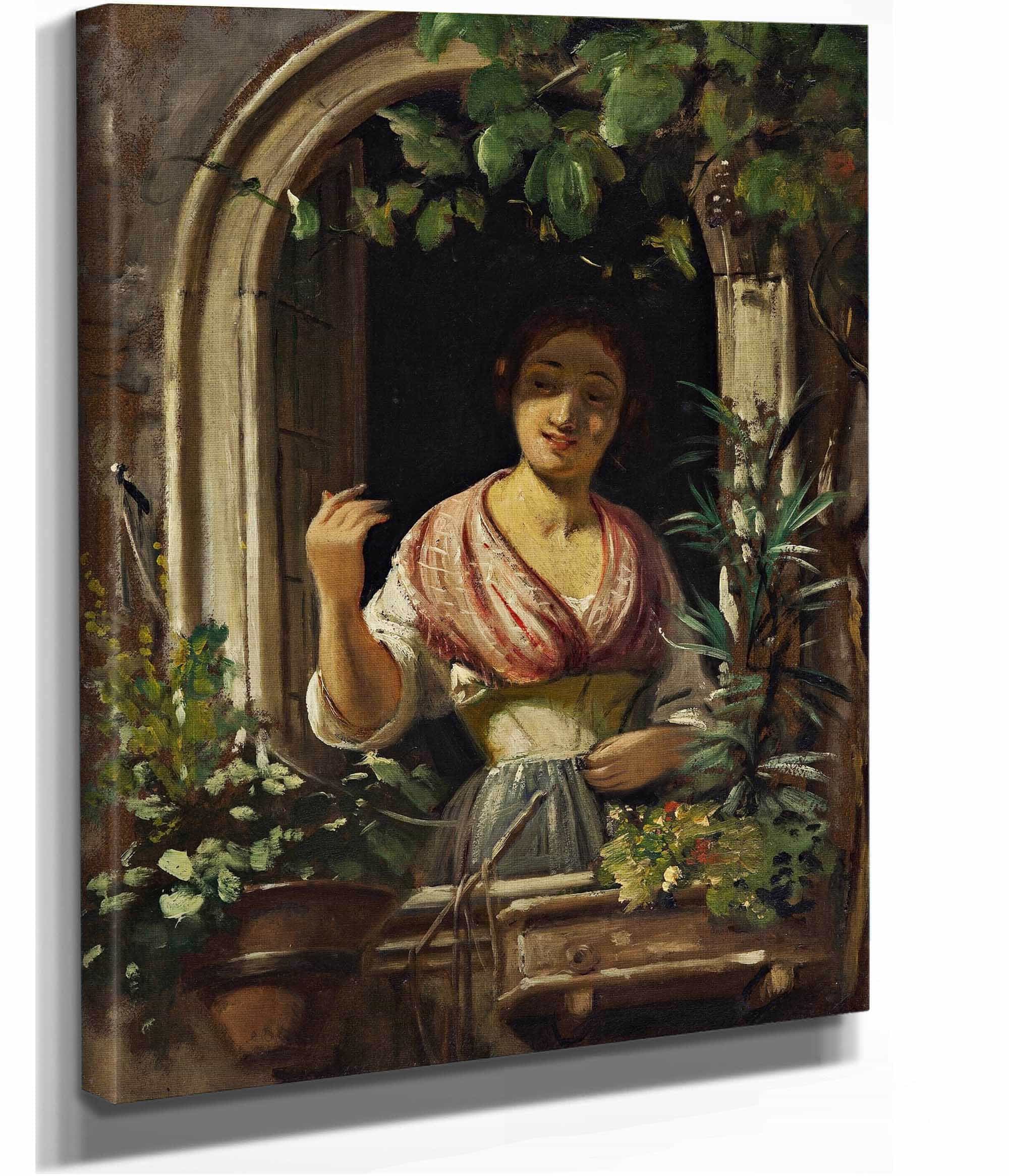 Italian Woman Waving From A Window End Of The S by Wilhelm Marstrand - Image 2