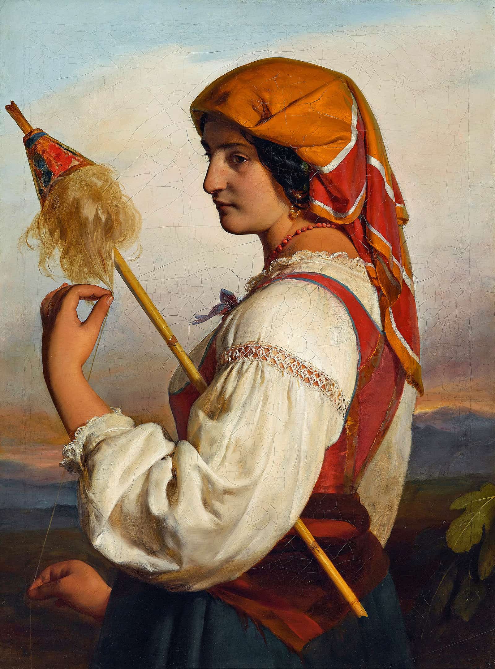 Italienerin Chiaruccia Mit Spinnrocken by Friedrich Von Amerling